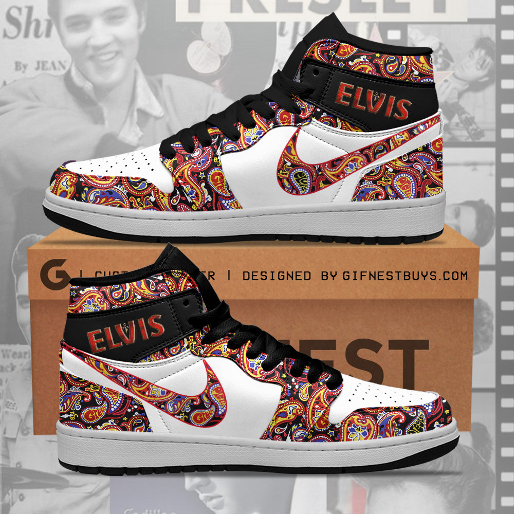 Ideafootwear Elvis Presley AJ1 High Sneakers Shoes For Men And Women 7