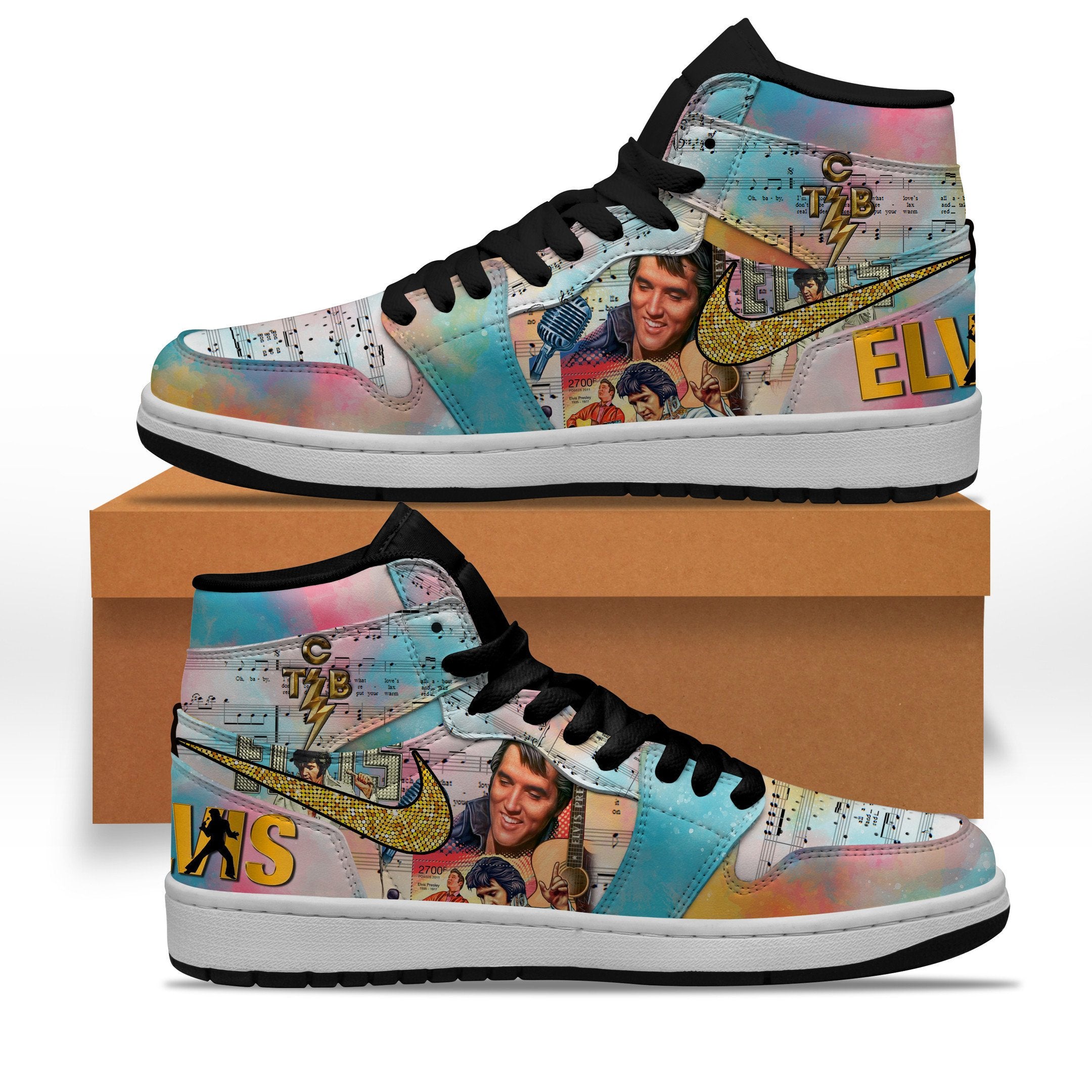 Ideafootwear Elvis Presley AJ1 High Sneakers Shoes For Men And Women 14