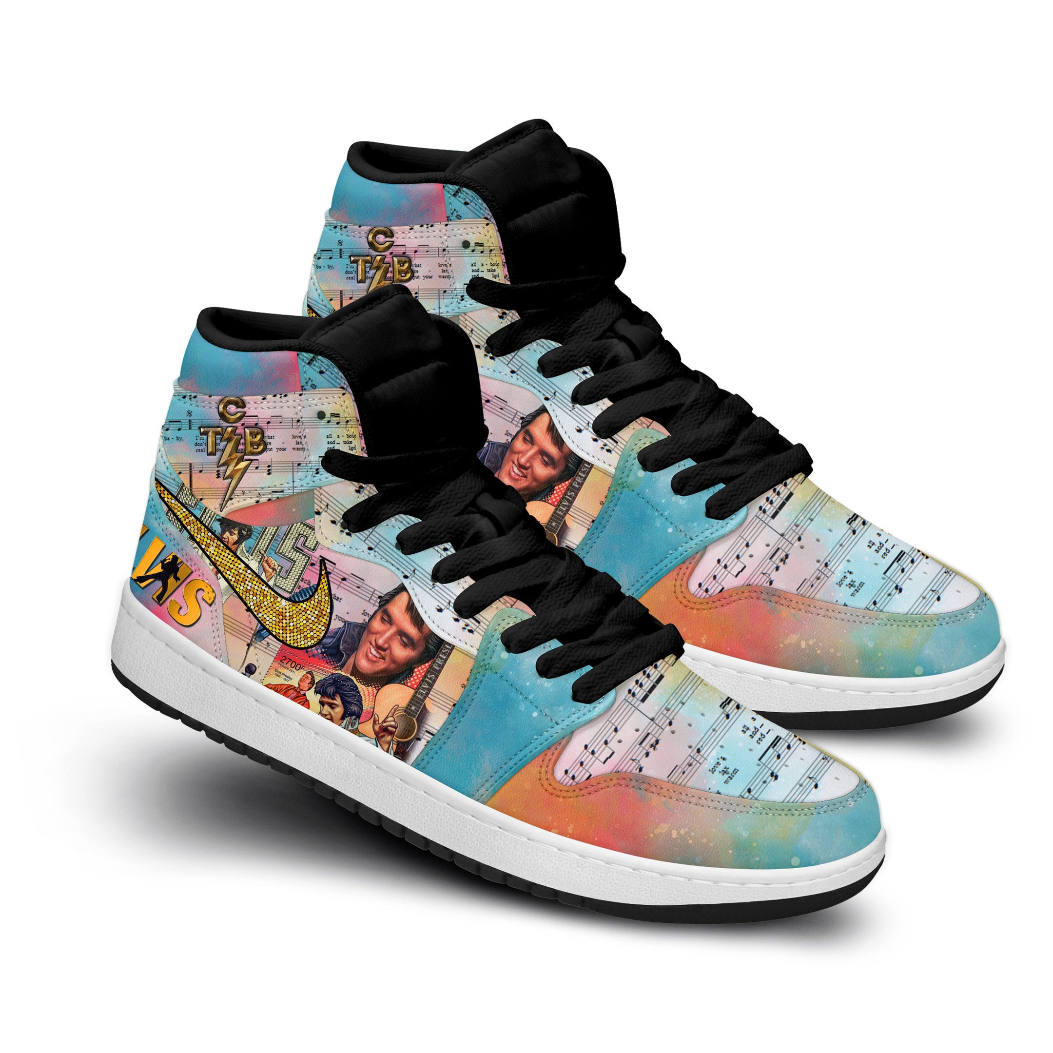 Ideafootwear Elvis Presley AJ1 High Sneakers Shoes For Men And Women 14