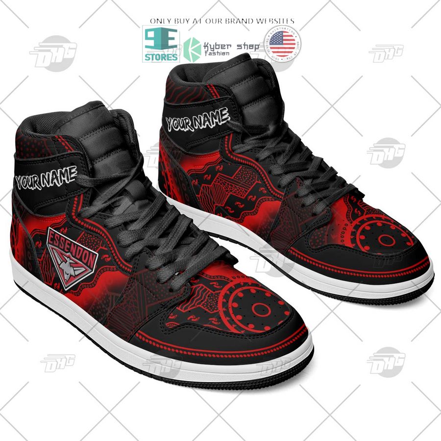 Ideafootwear Essendon Bombers AFL AJ1 High Sneakers Shoes For Men And Women 4