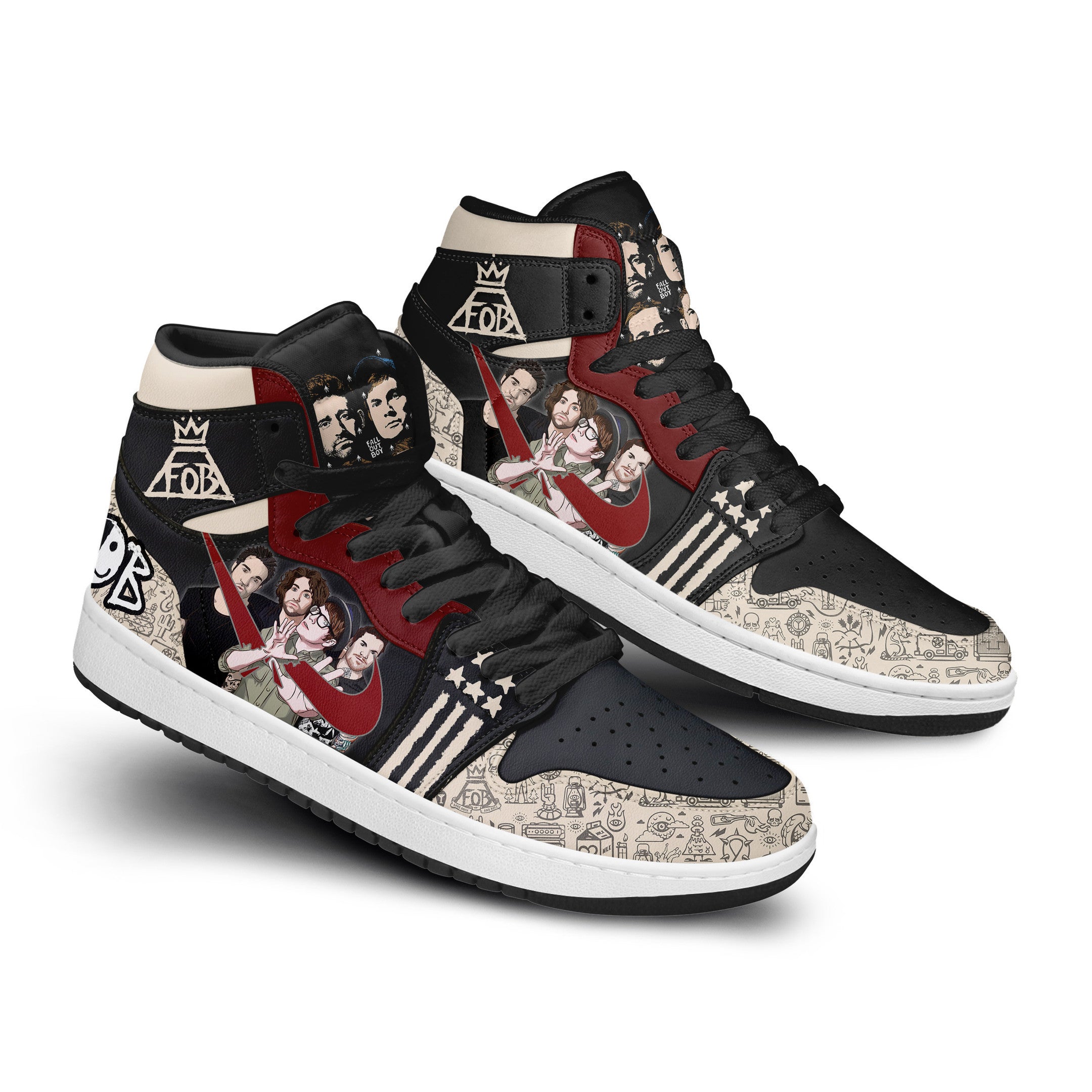Ideafootwear Fall Out Boy AJ1 High Sneakers Shoes For Men And Women 4