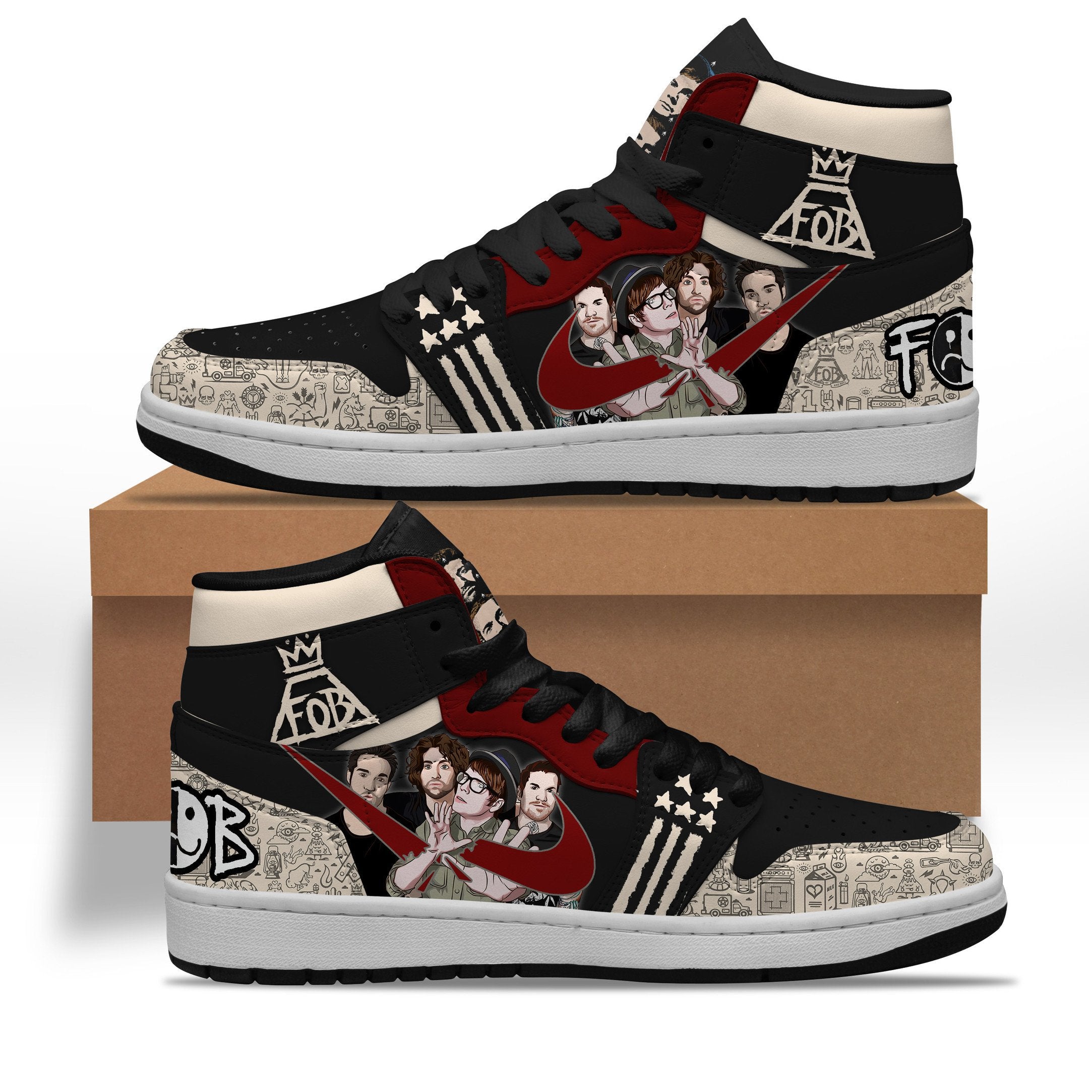 Ideafootwear Fall Out Boy AJ1 High Sneakers Shoes For Men And Women 4