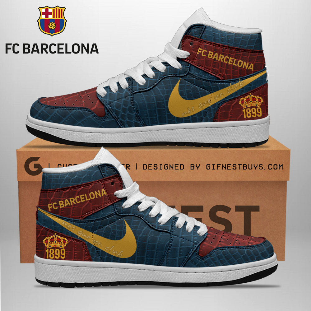 Ideafootwear FC Barcelona AJ1 High Sneakers Shoes For Men And Women 1