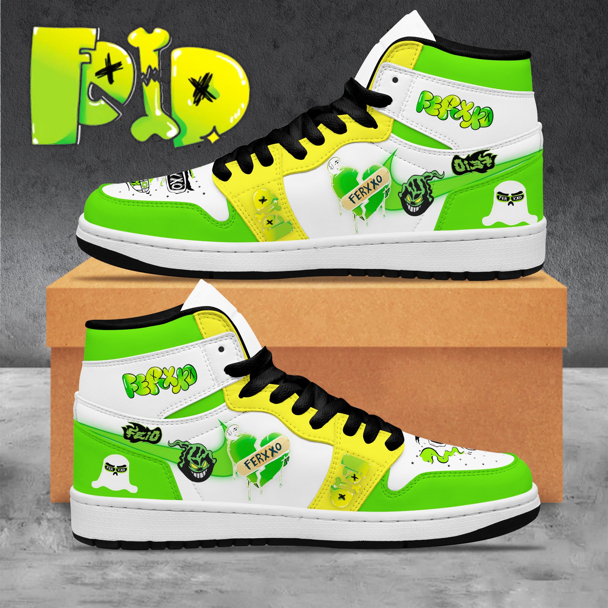 Ideafootwear Feid Ferxxo AJ1 High Sneakers Shoes For Men And Women 2