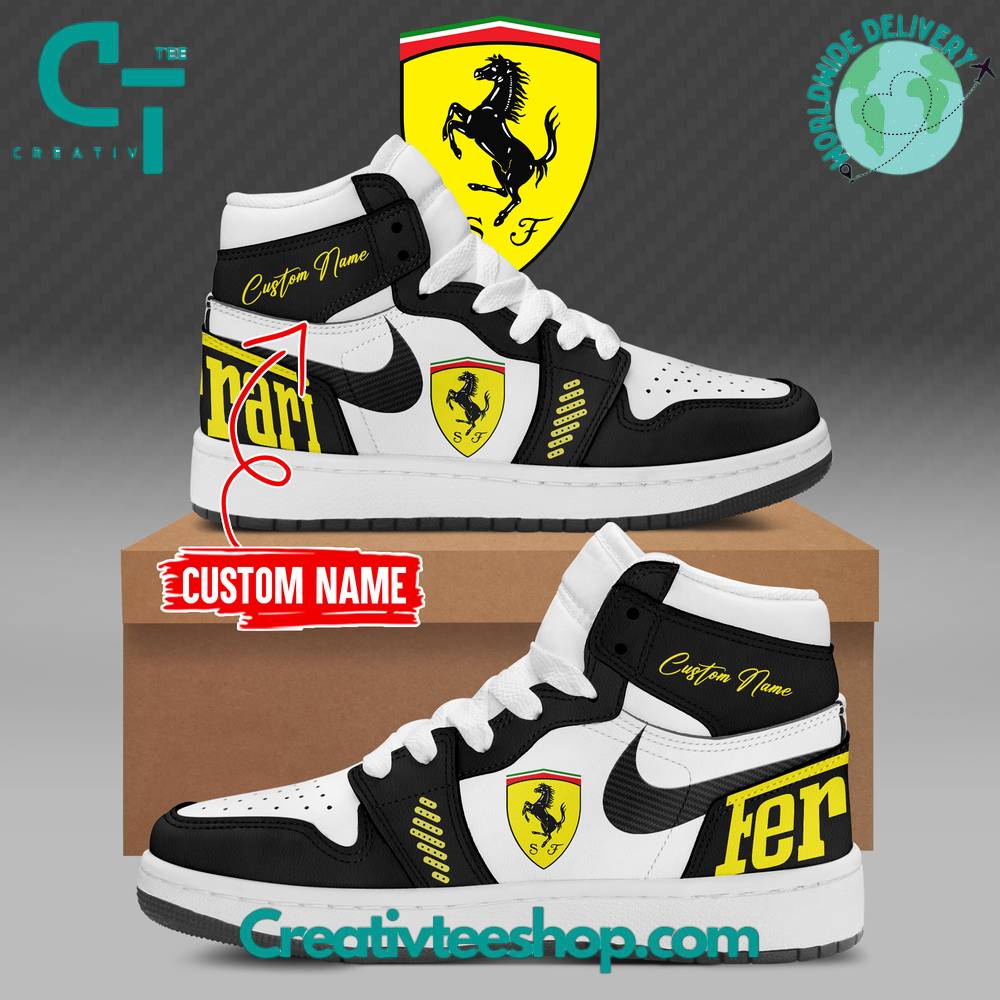 Ideafootwear Ferrari AJ1 High Sneakers Shoes For Men And Women 1