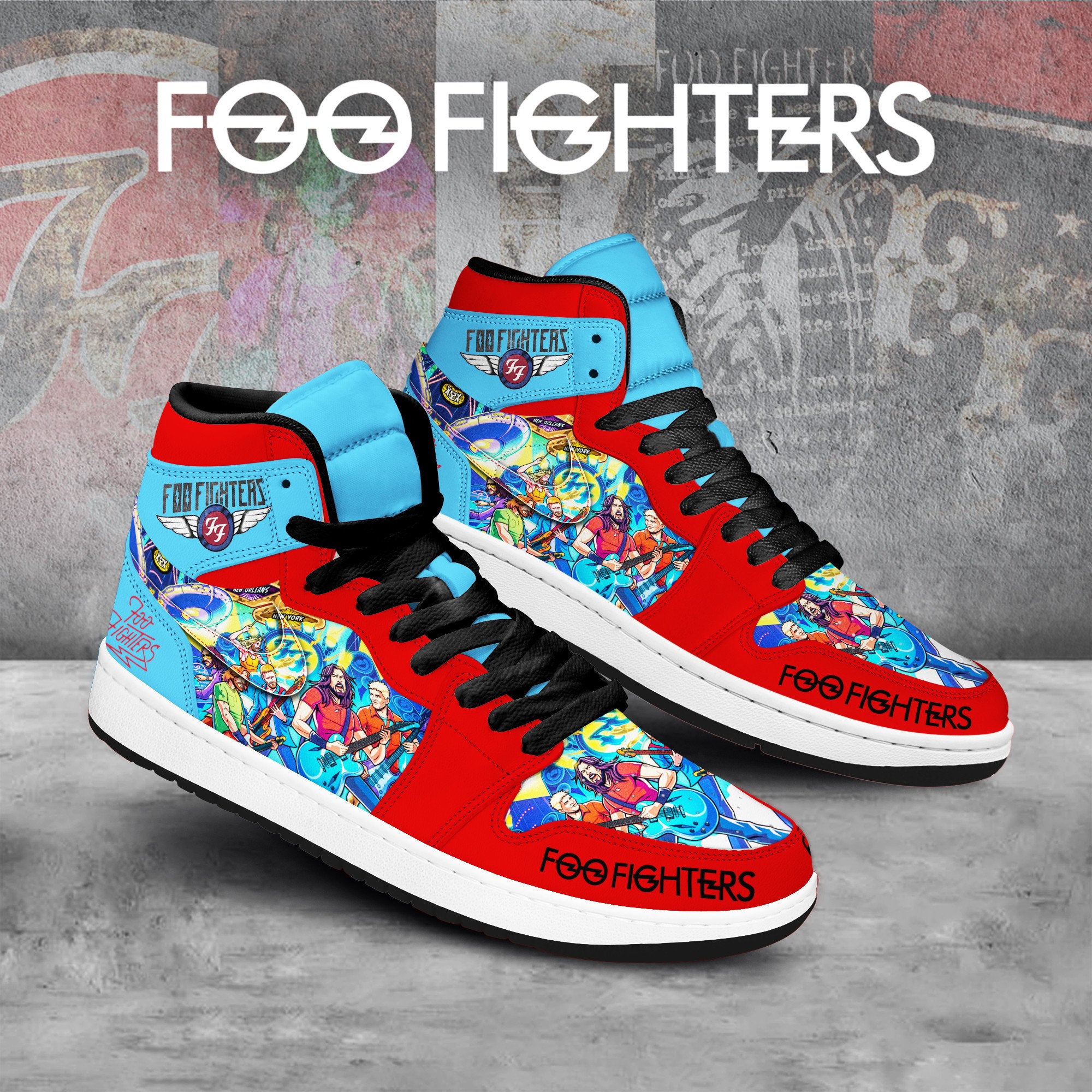 Ideafootwear Foo Fighters AJ1 High Sneakers Shoes For Men And Women 5