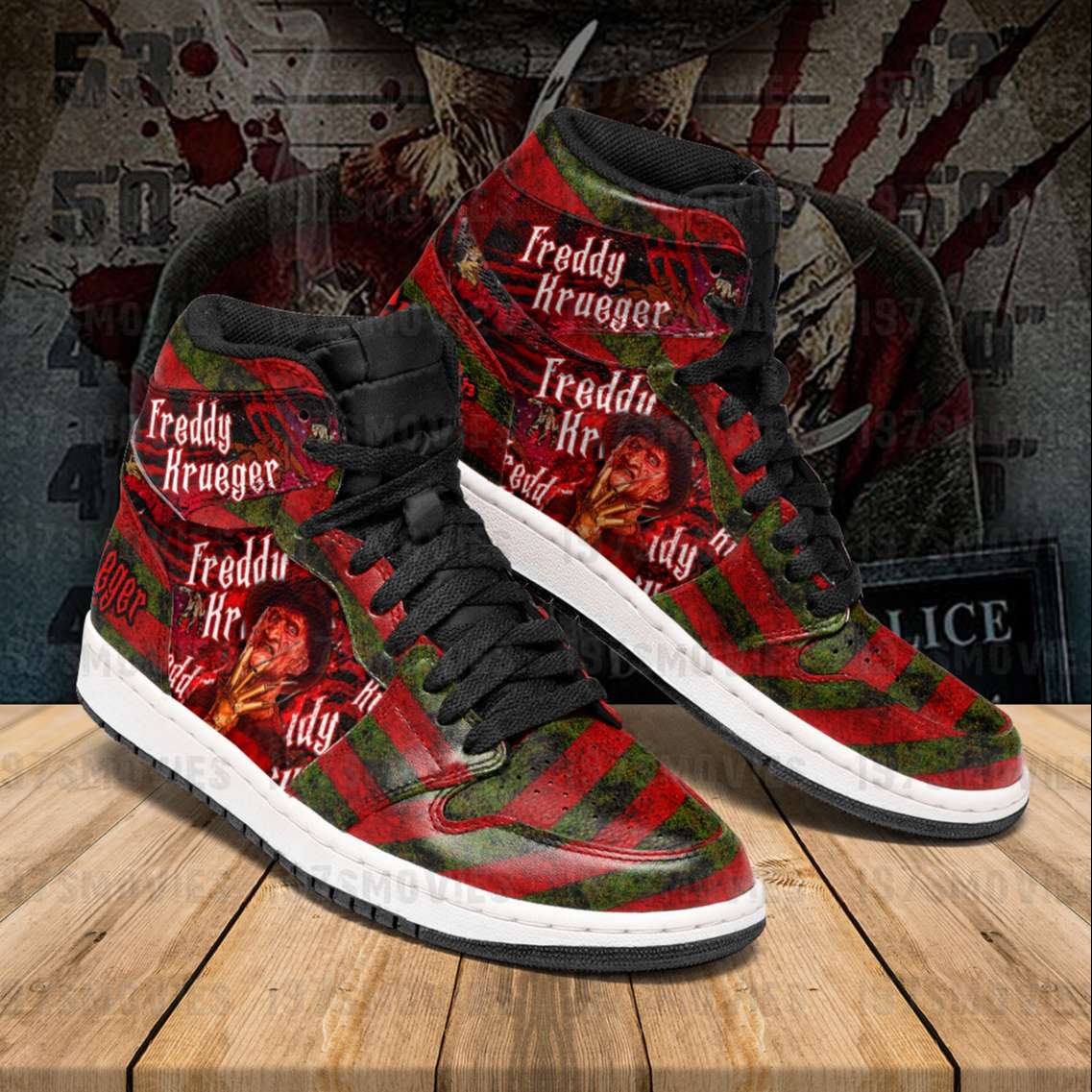 Ideafootwear Freddy Krueger AJ1 High Sneakers Shoes For Men And Women 5