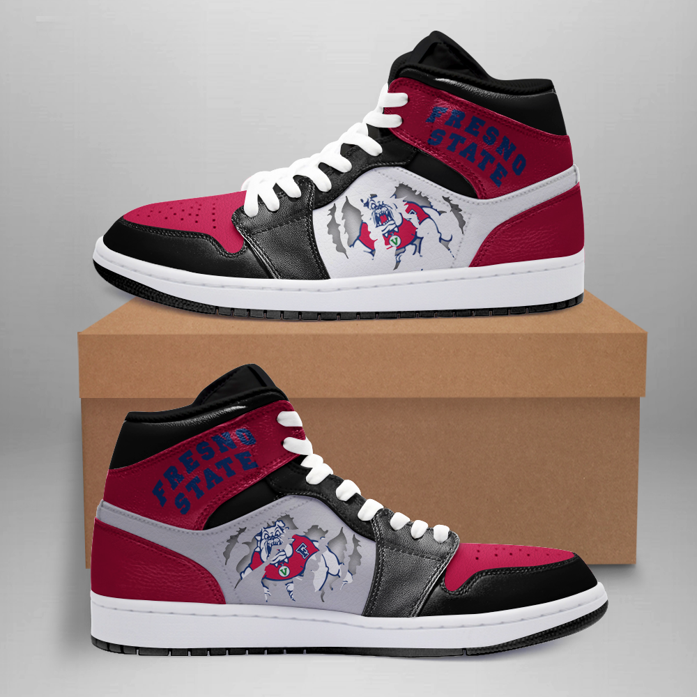 Ideafootwear Fresno State Bulldogs AJ1 High Sneakers Shoes For Men And Women 1