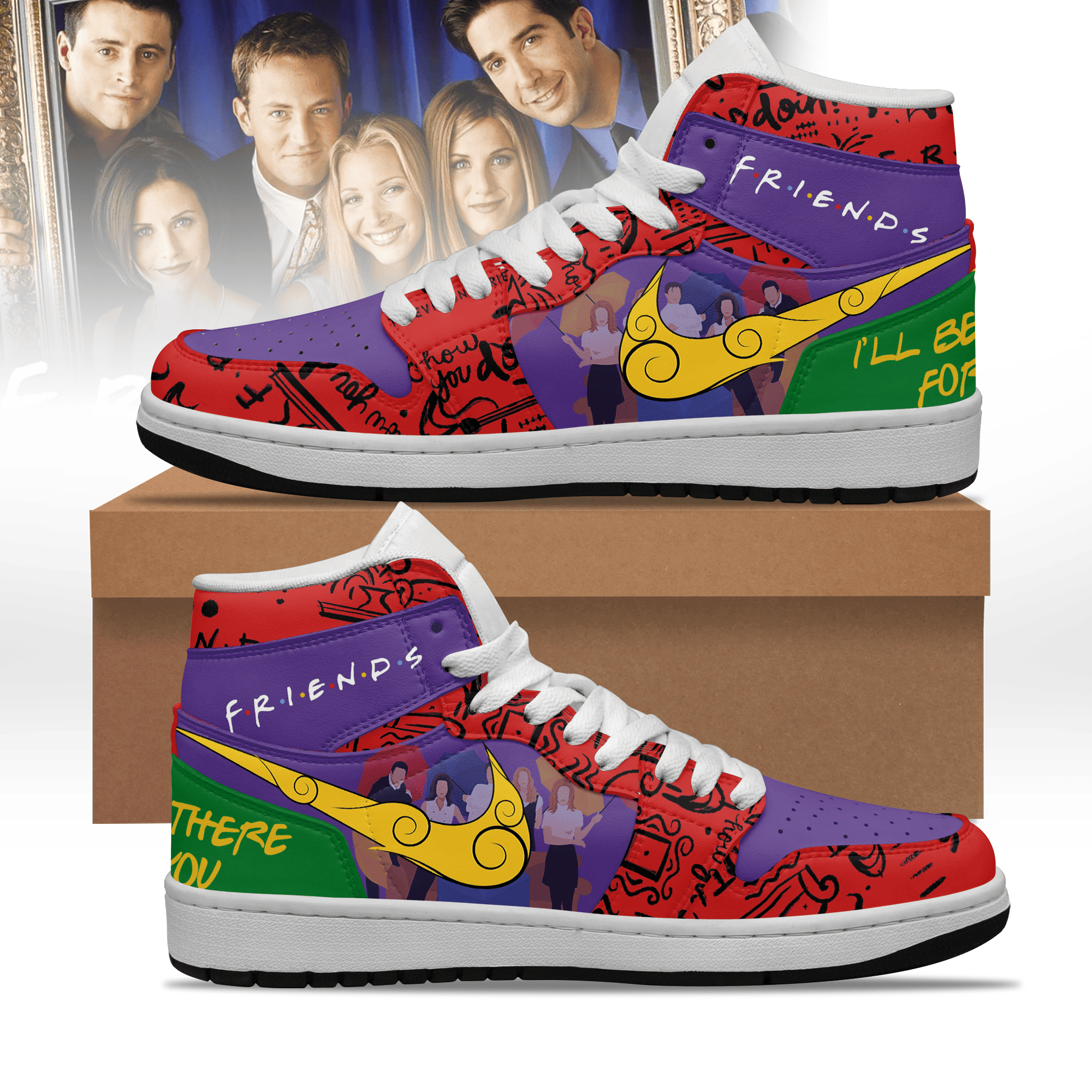 Ideafootwear Friends AJ1 High Sneakers Shoes For Men And Women 11