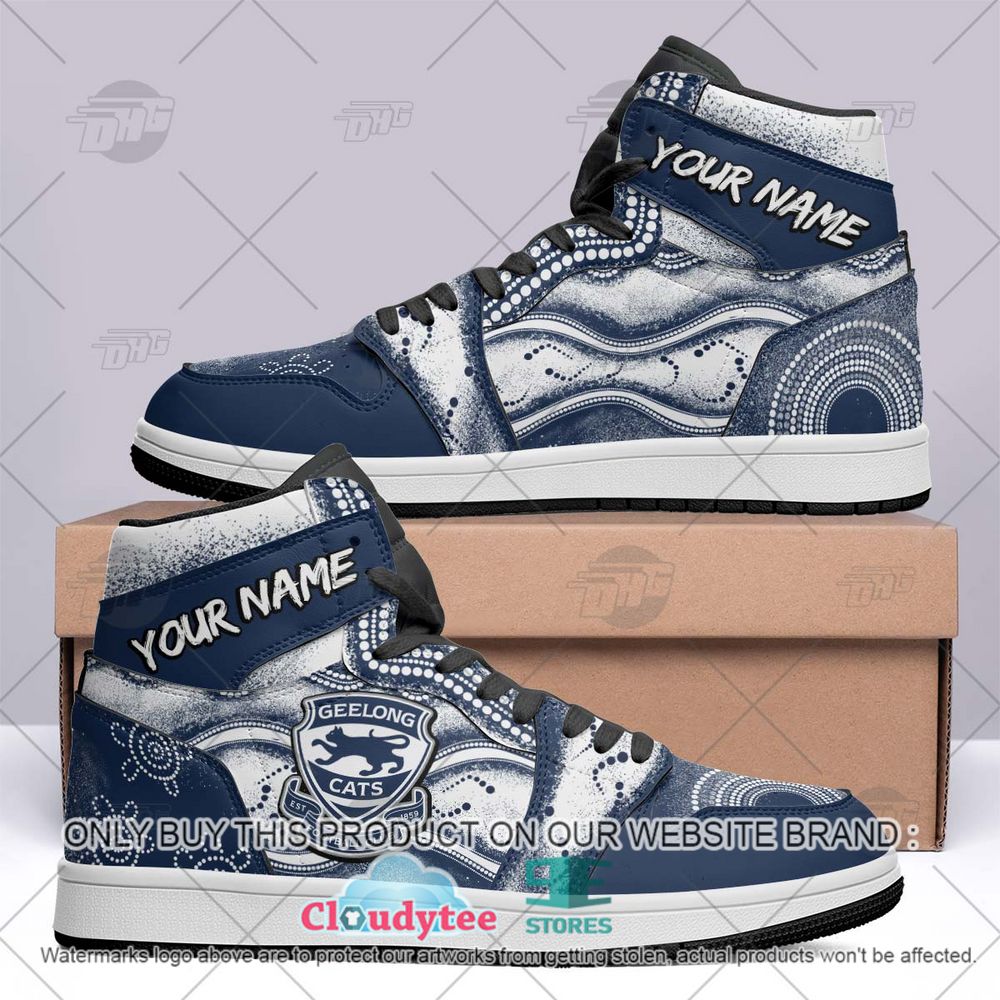 Ideafootwear Geelong Cats AFL AJ1 High Sneakers Shoes For Men And Women 3