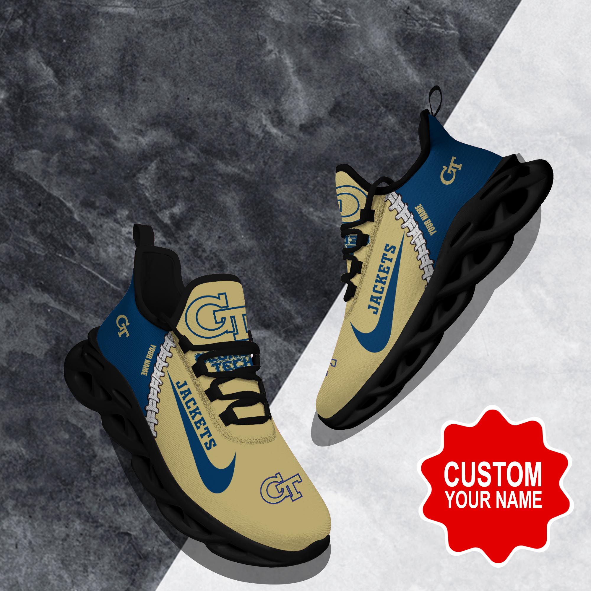 Ideafootwear Georgia Tech Yellow Jackets Max Soul Shoes Sneakers For Men And Women 1