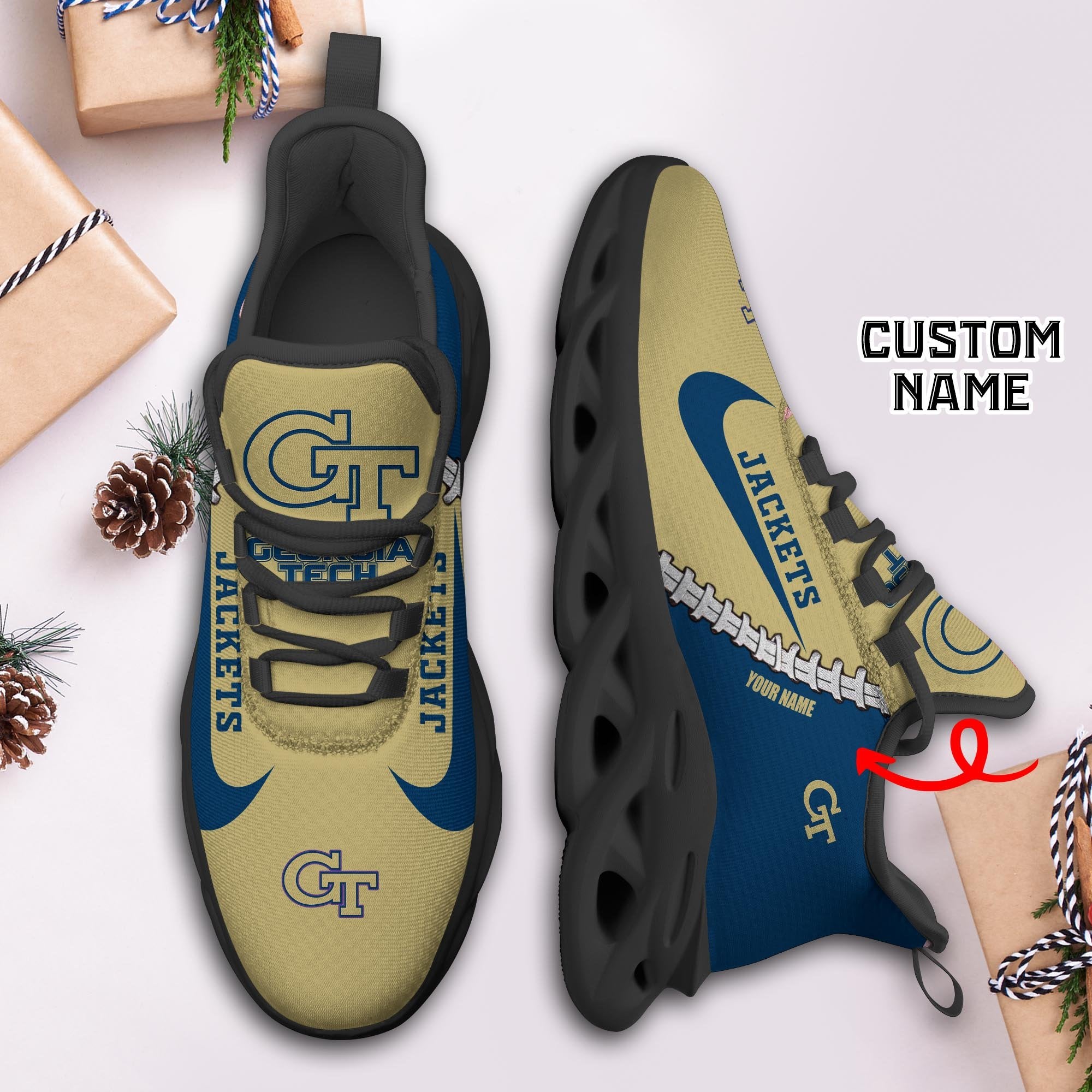 Ideafootwear Georgia Tech Yellow Jackets Max Soul Shoes Sneakers For Men And Women 1