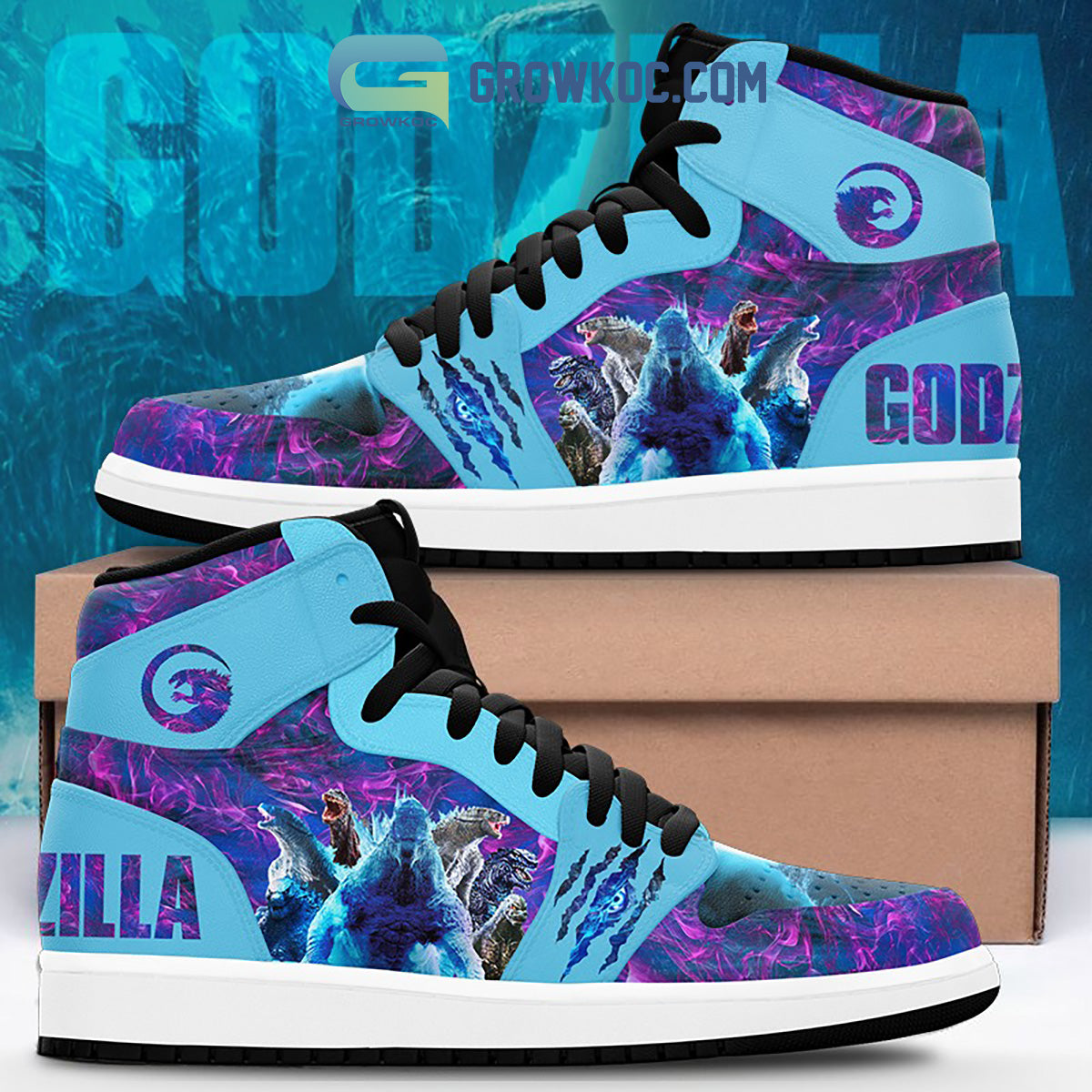 Ideafootwear Godzilla AJ1 High Sneakers Shoes For Men And Women 2