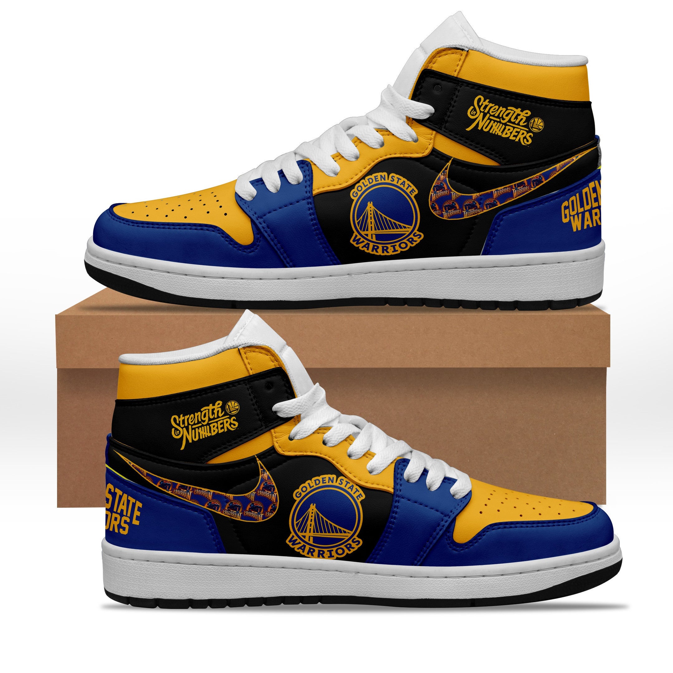 Ideafootwear Golden State Warriors AJ1 High Sneakers Shoes For Men And Women 10