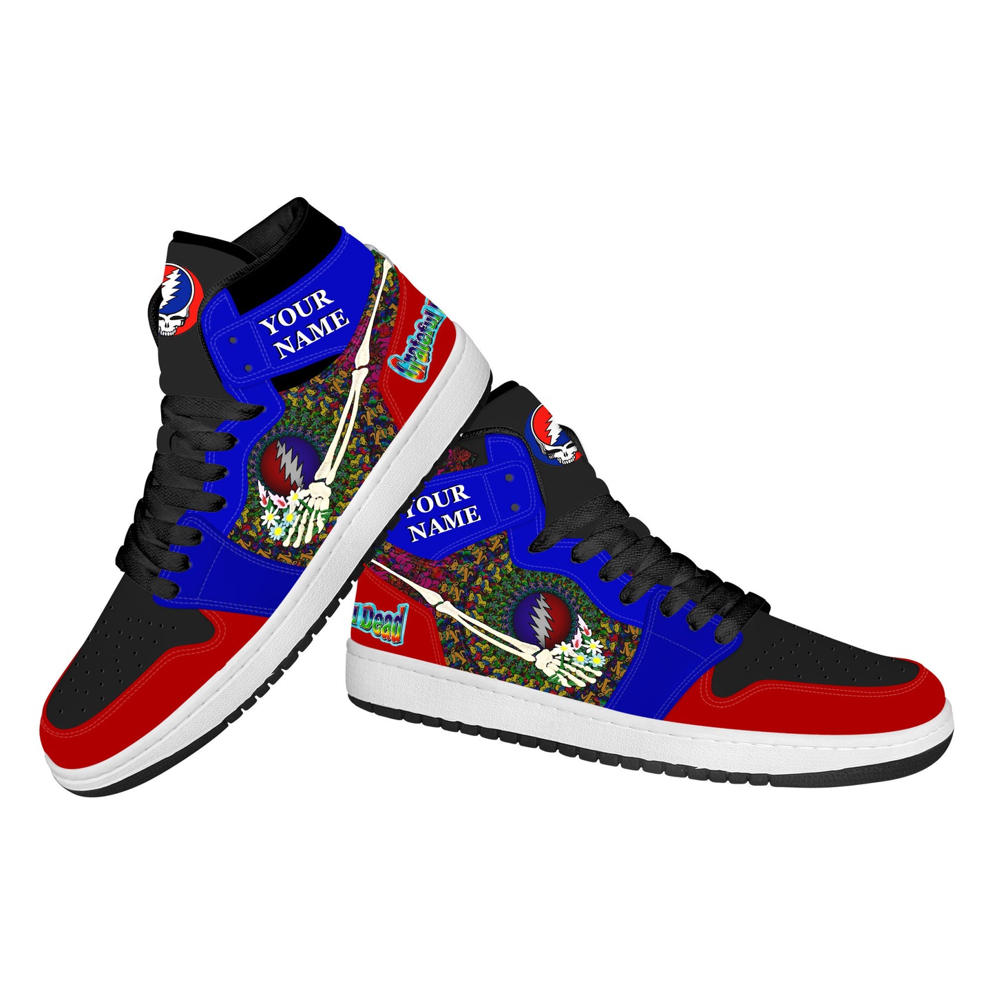 Ideafootwear Grateful Dead AJ1 High Sneakers Shoes For Men And Women 23