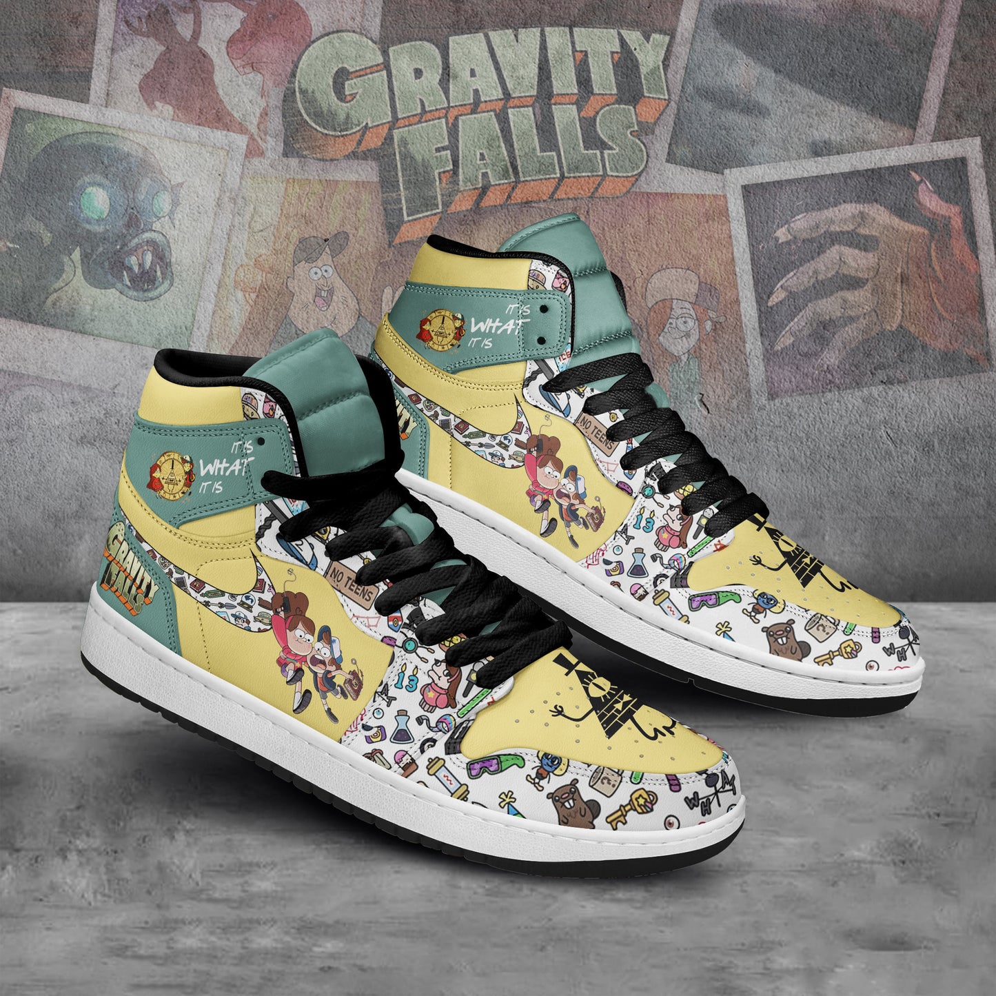 Ideafootwear Gravity Falls AJ1 High Sneakers Shoes For Men And Women 2