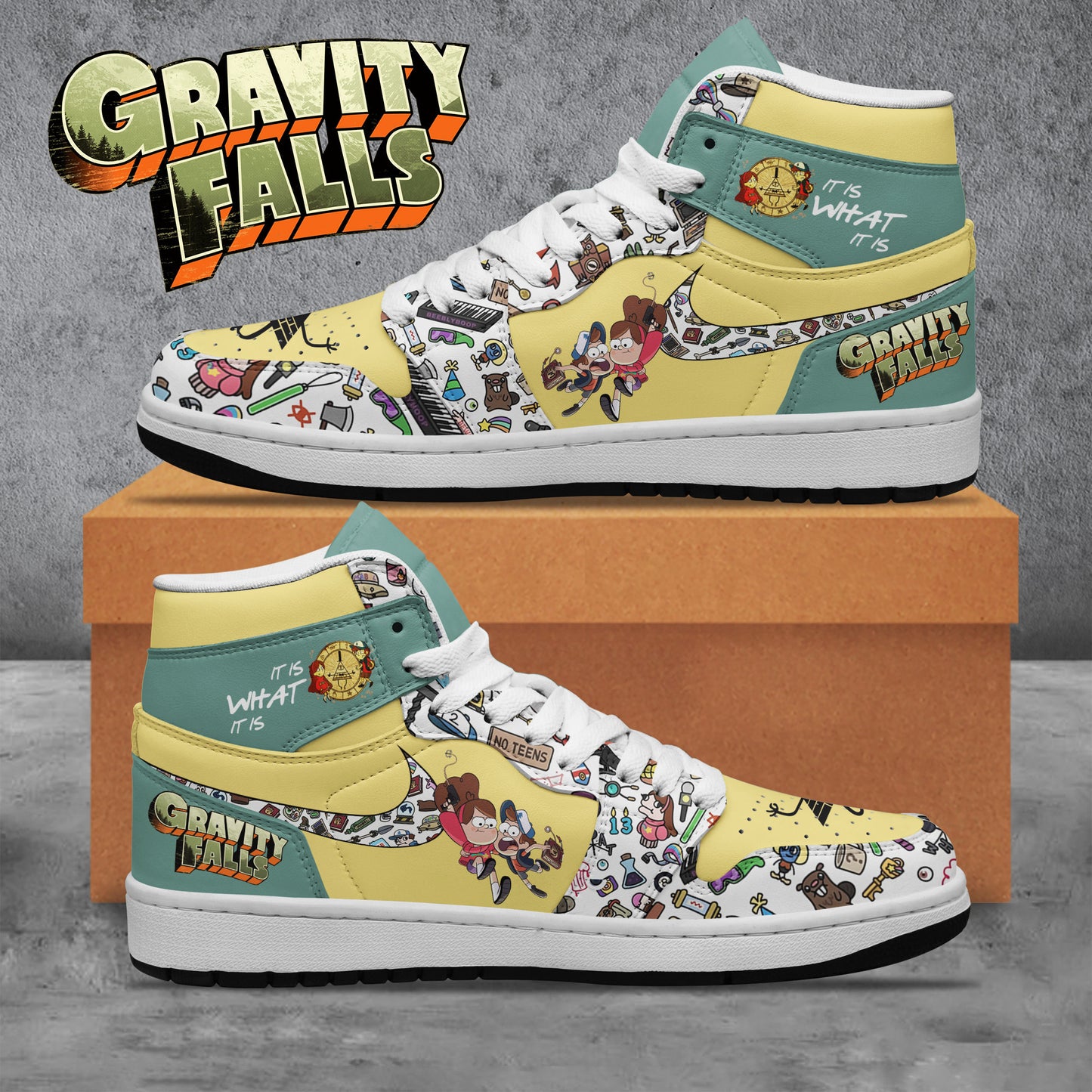 Ideafootwear Gravity Falls AJ1 High Sneakers Shoes For Men And Women 1