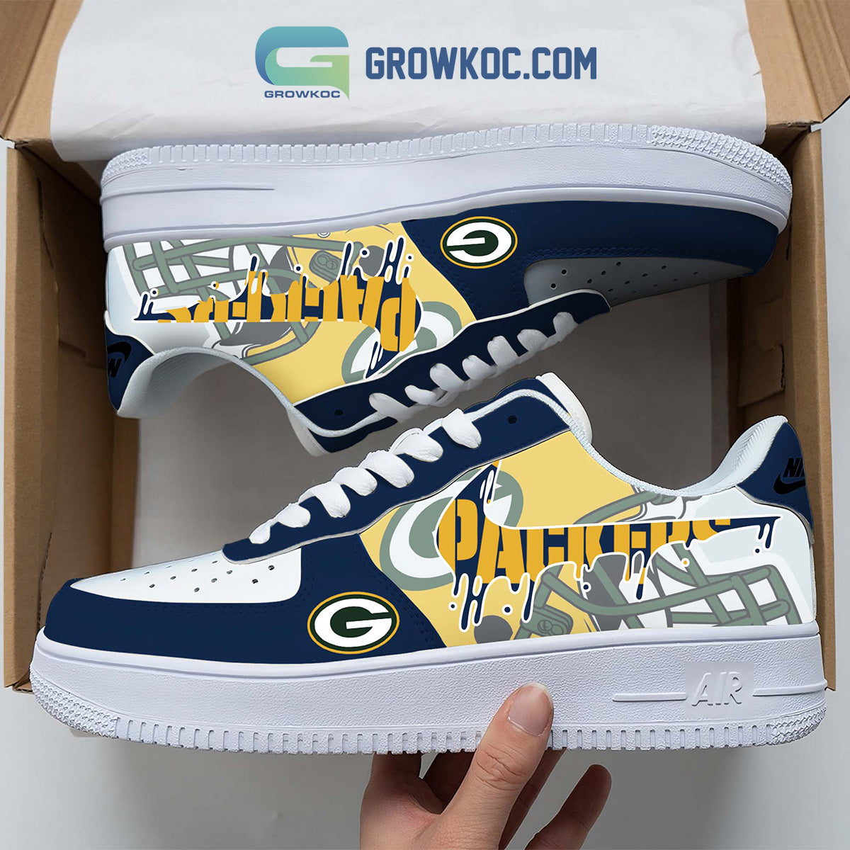 Ideafootwear Green Bay Packers Air Low-Top Sneakers Shoes For Men And Women 4