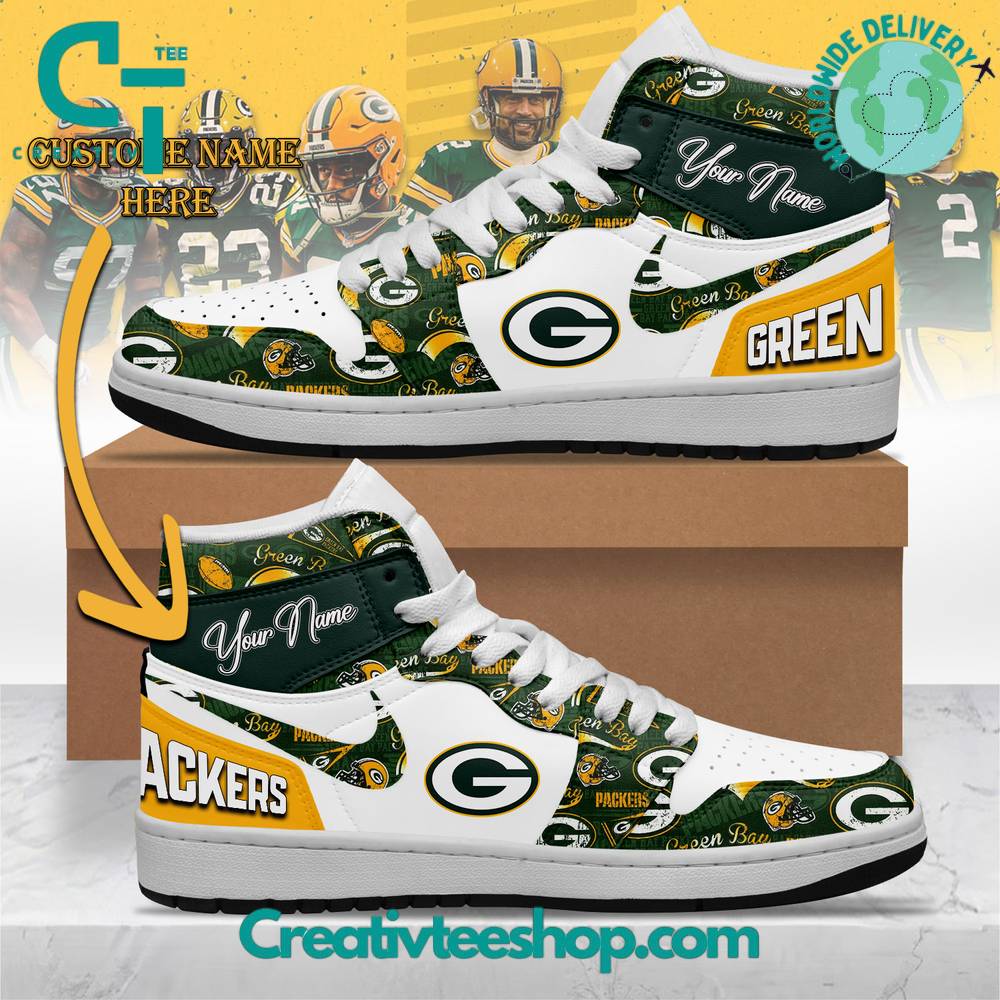 Ideafootwear Green Bay Packers AJ1 High Sneakers Shoes For Men And Women 10