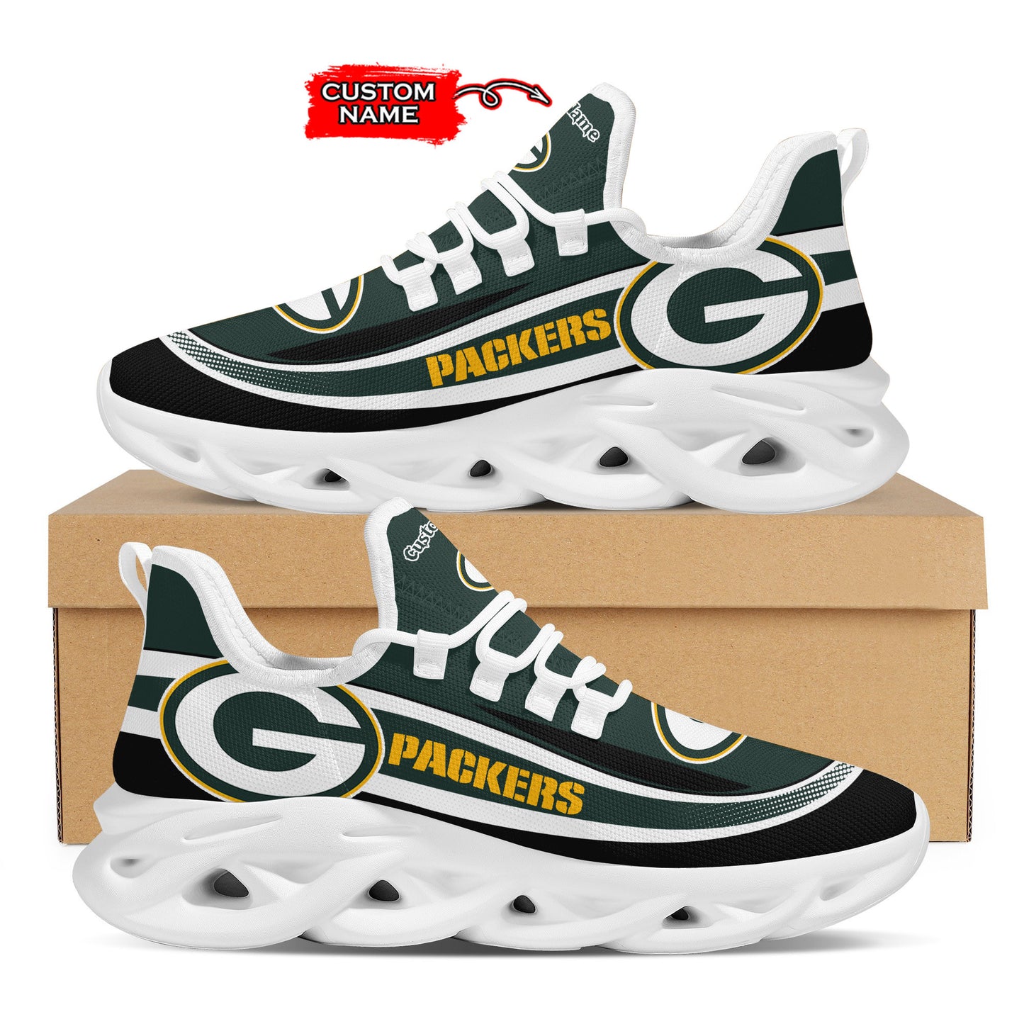 Ideafootwear Green Bay Packers Max Soul Shoes Sneakers For Men And Women 39