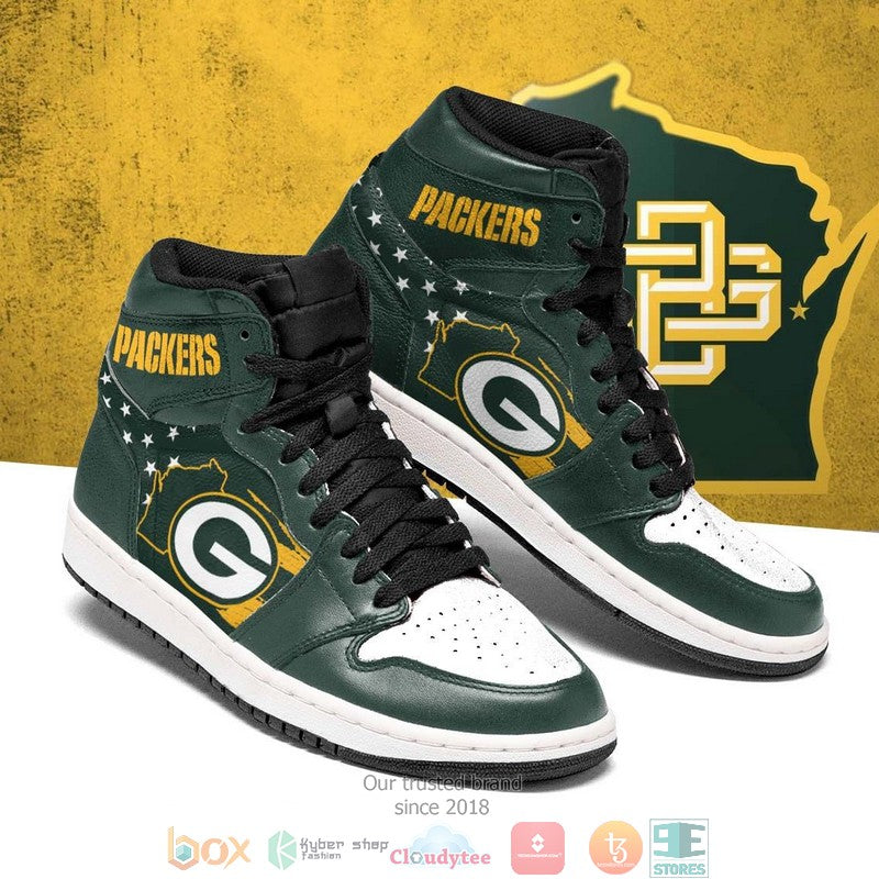 Ideafootwear Green Bay Packers NFL AJ1 High Sneakers Shoes For Men And Women 14