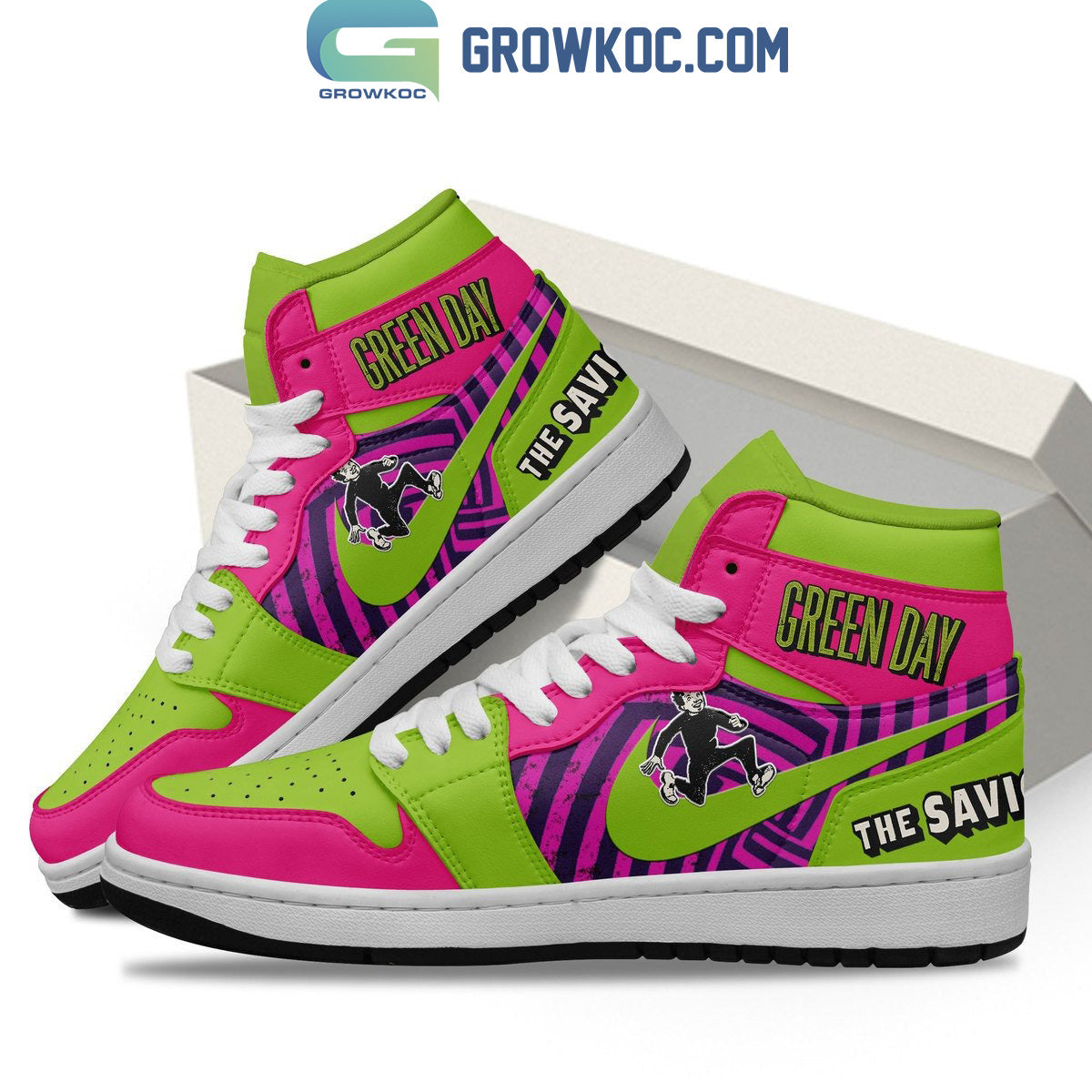 Ideafootwear Green Day AJ1 High Sneakers Shoes For Men And Women 1