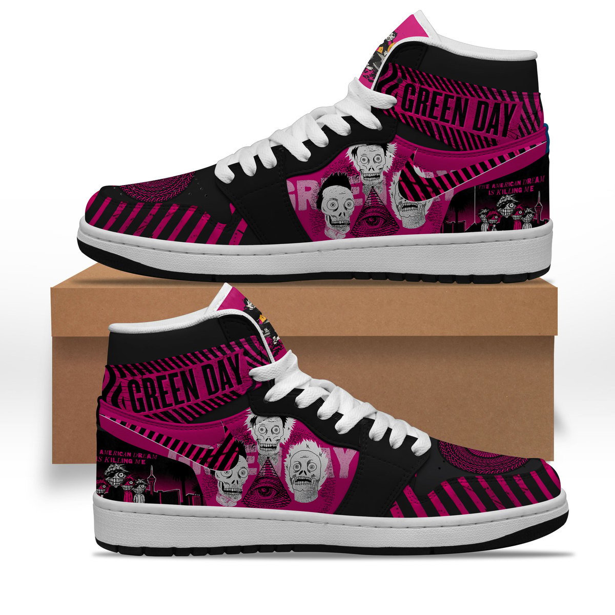 Ideafootwear Green Day AJ1 High Sneakers Shoes For Men And Women 9