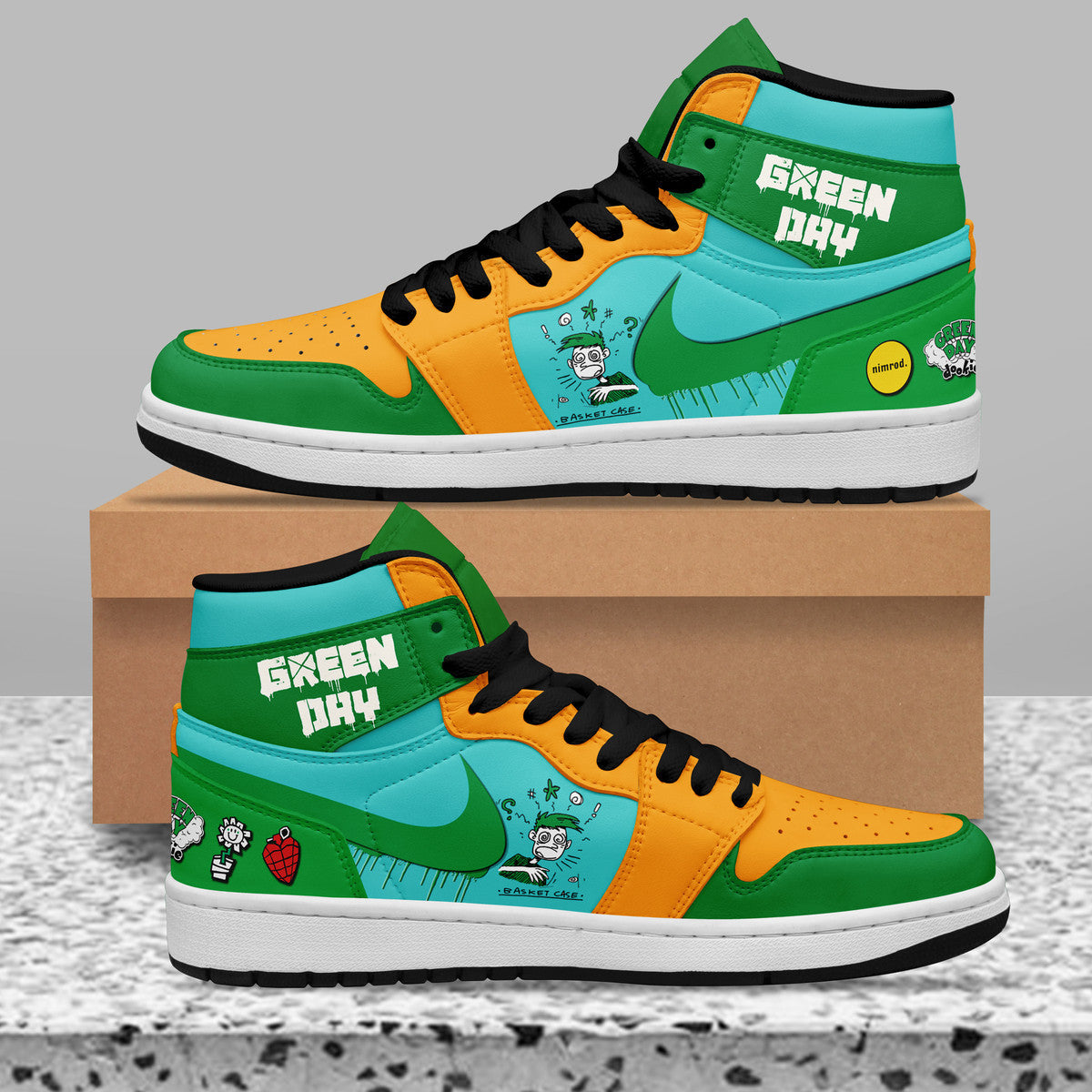 Ideafootwear Green Day AJ1 High Sneakers Shoes For Men And Women 6