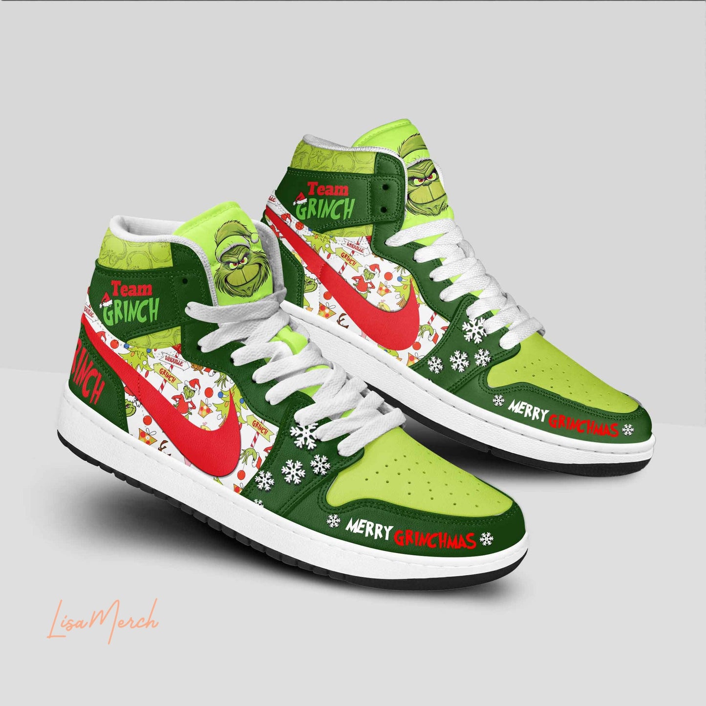 Ideafootwear Grinch AJ1 High Sneakers Shoes For Men And Women 1