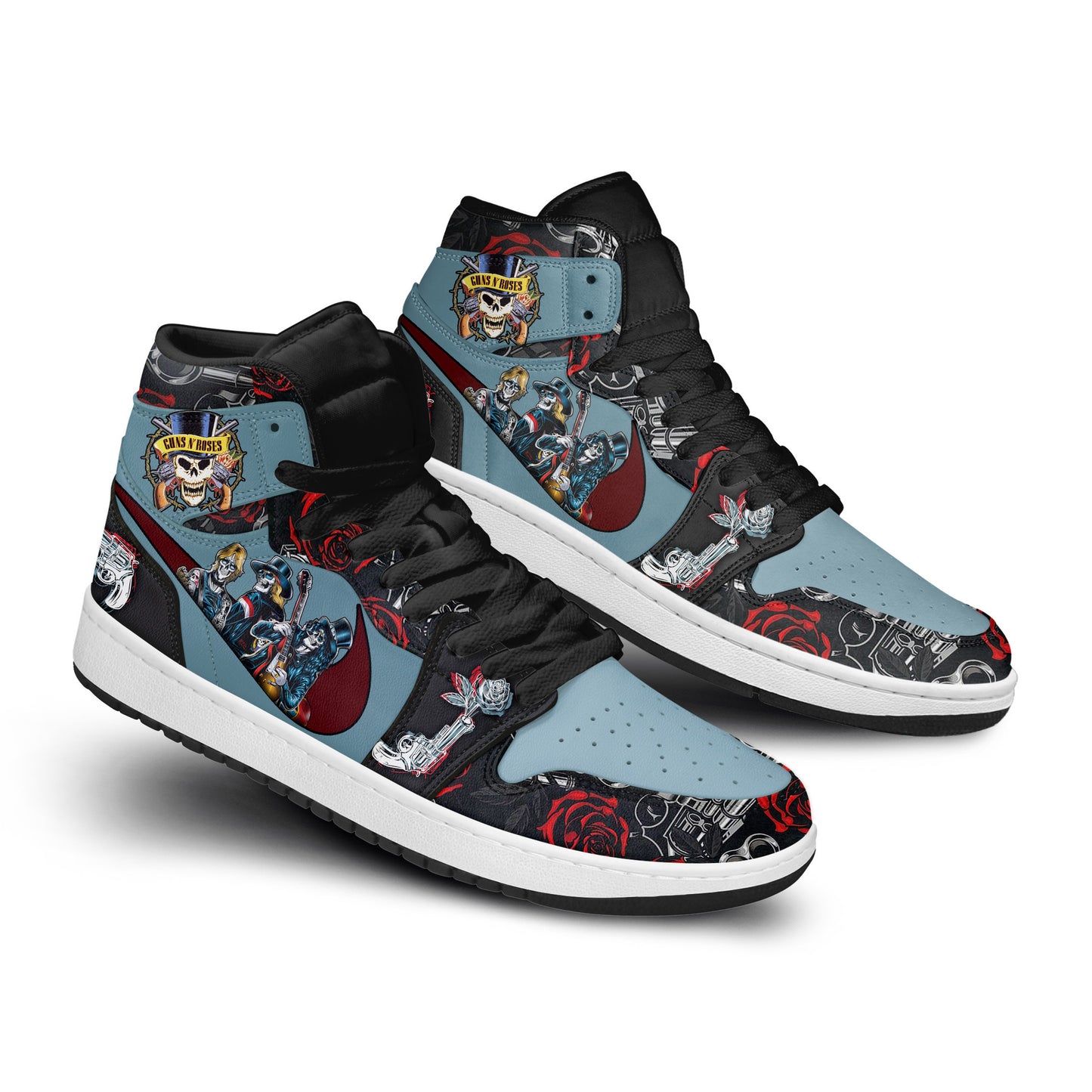Ideafootwear Guns N' Roses AJ1 High Sneakers Shoes For Men And Women 6