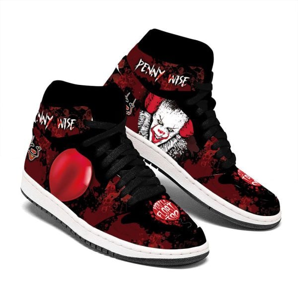 Ideafootwear Halloween Pennywise IT AJ1 High Sneakers Shoes For Men And Women 1