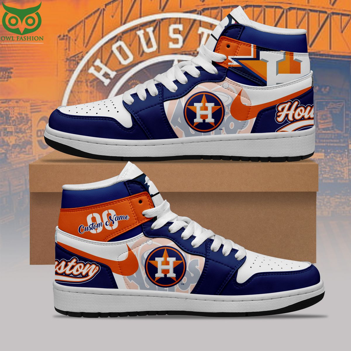 Ideafootwear Houston Astros AJ1 High Sneakers Shoes For Men And Women 8