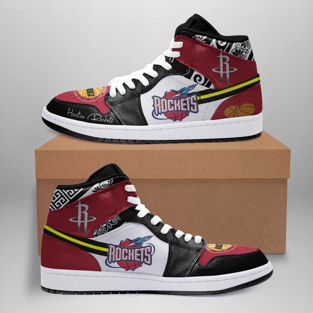 Ideafootwear Houston Rockets NBA AJ1 High Sneakers Shoes For Men And Women 9