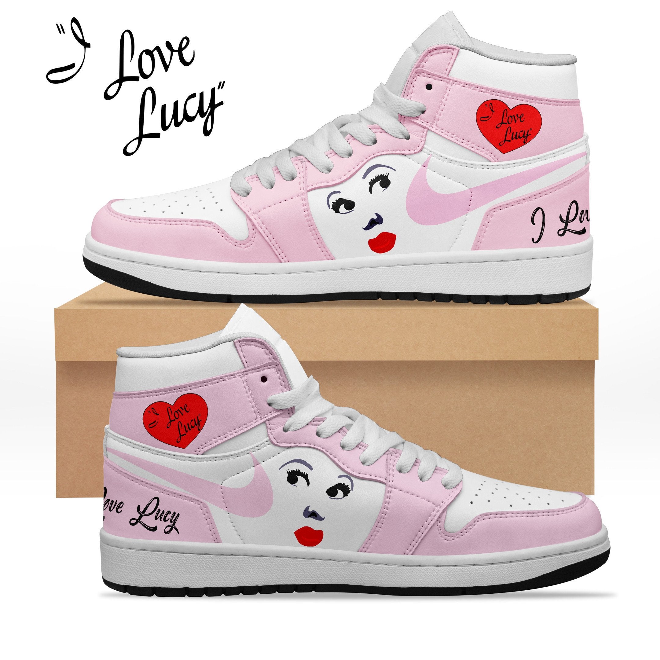 Ideafootwear I Love Lucy AJ1 High Sneakers Shoes For Men And Women 2