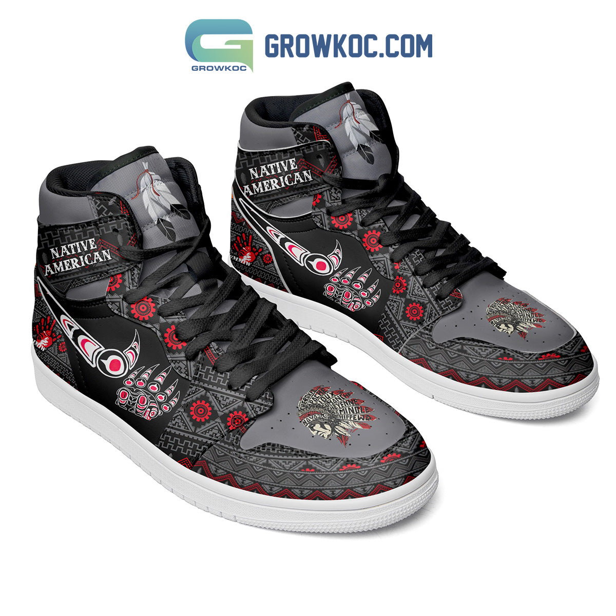 Ideafootwear Indigenous Native American AJ1 High Sneakers Shoes For Men And Women 1