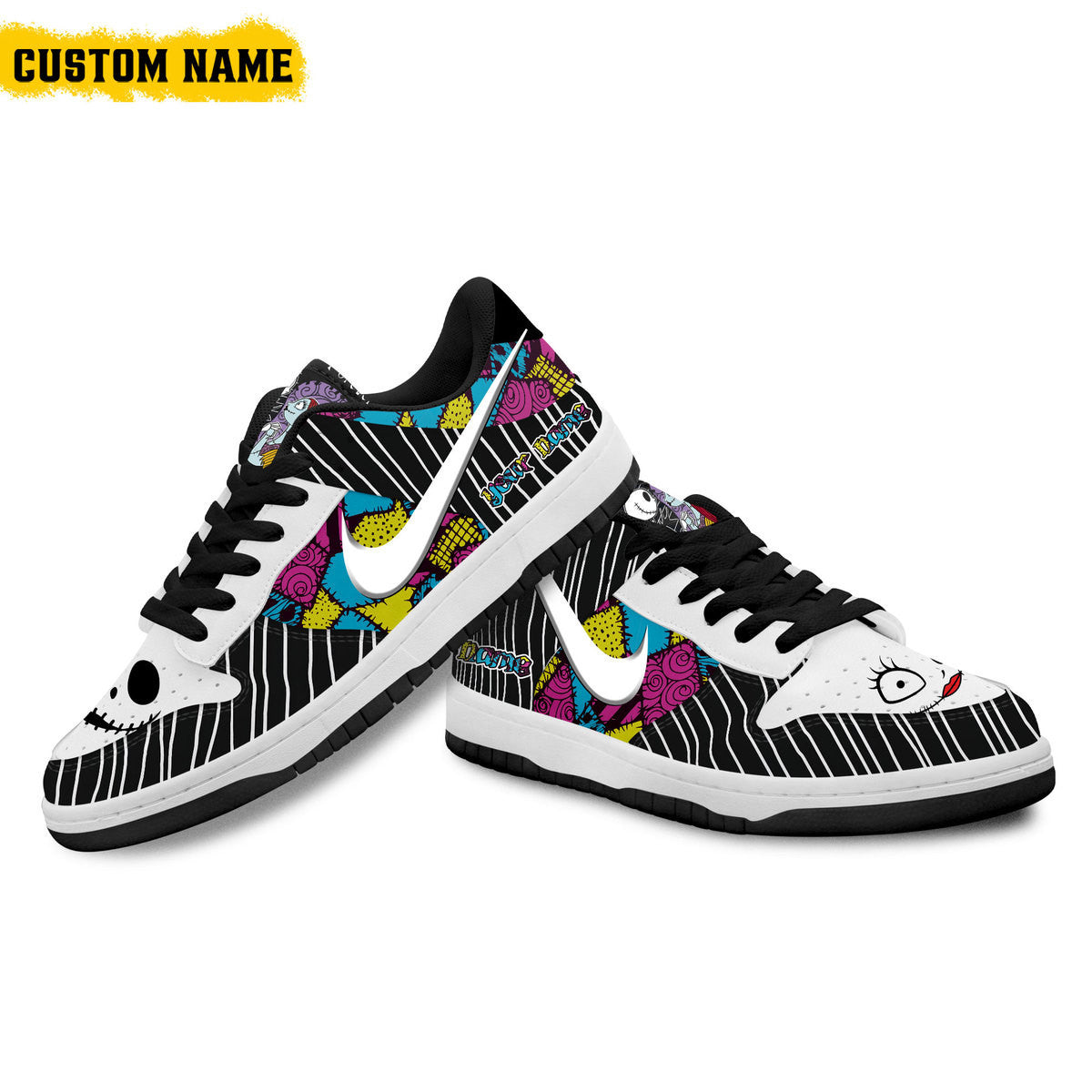 Ideafootwear Jack Skellington Sally AJ1 High Sneakers Shoes For Men And Women 1