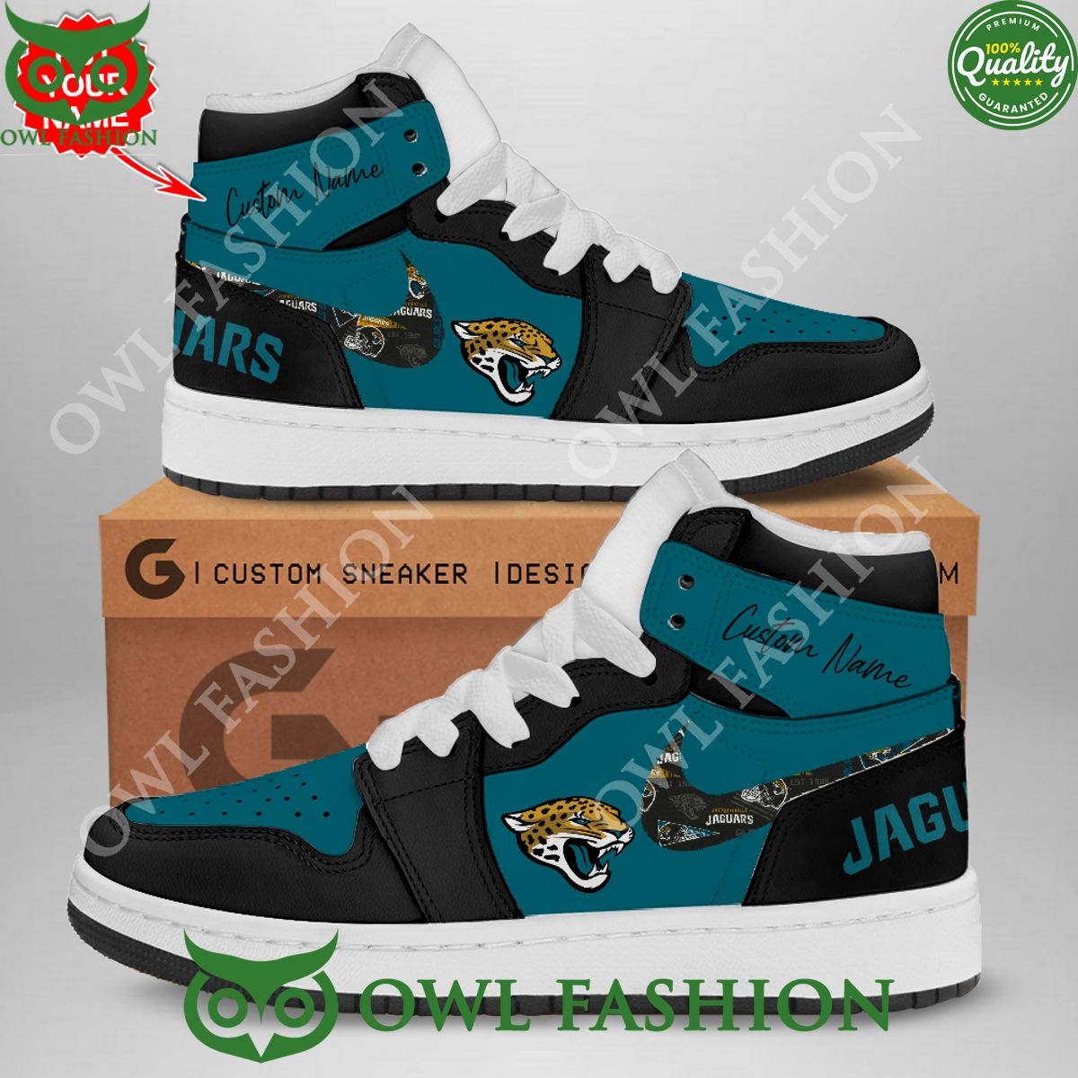 Ideafootwear Jacksonville Jaguars AJ1 High Sneakers Shoes For Men And Women 11