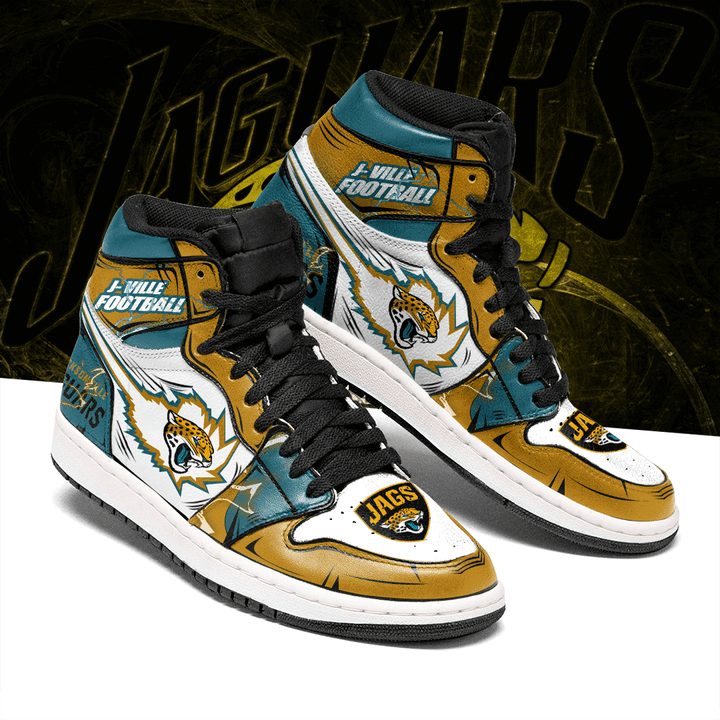 Ideafootwear Jacksonville Jaguars NFL AJ1 High Sneakers Shoes For Men And Women 8