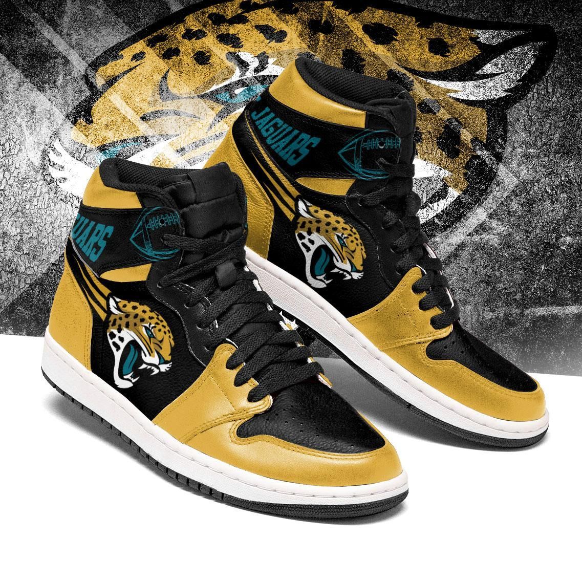 Ideafootwear Jacksonville Jaguars NFL AJ1 High Sneakers Shoes For Men And Women 9