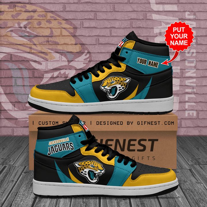 Ideafootwear Jacksonville Jaguars NFL AJ1 High Sneakers Shoes For Men And Women 10