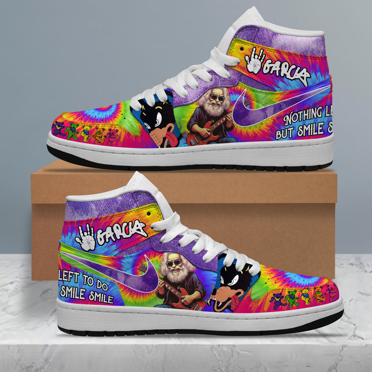 Ideafootwear Jerry Garcia AJ1 High Sneakers Shoes For Men And Women 4