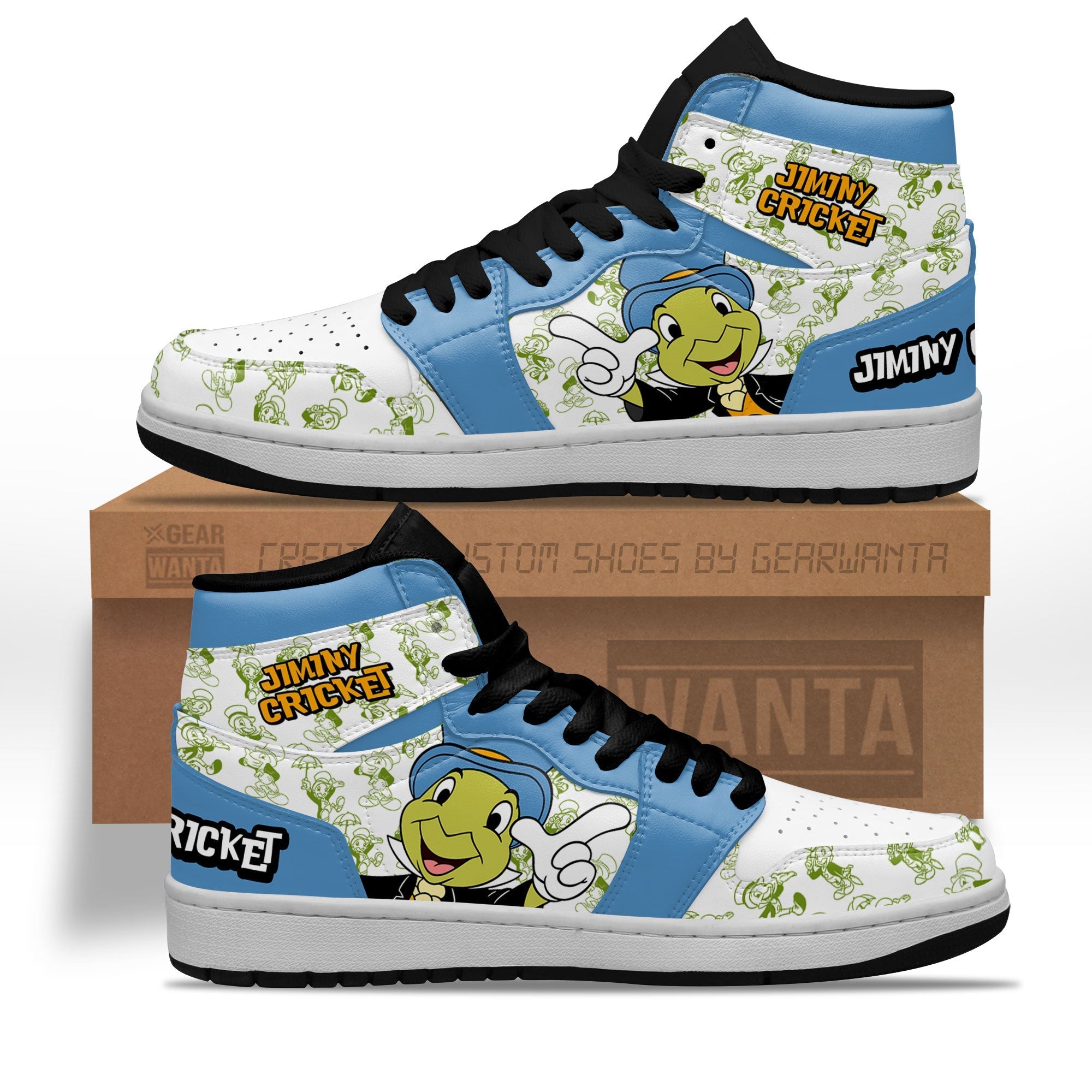 Ideafootwear Jiminy Cricket AJ1 High Sneakers Shoes For Men And Women 1