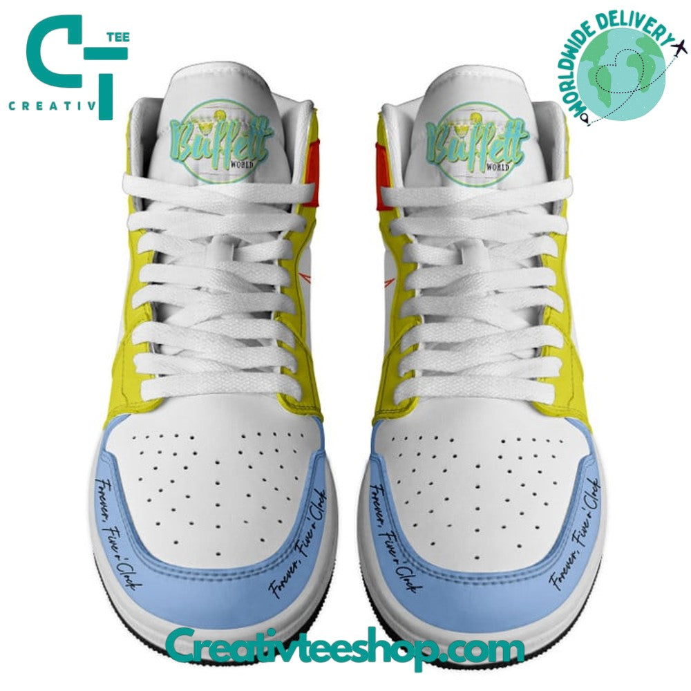 Ideafootwear Jimmy Buffett Forever 5 O'Clock AJ1 High Sneakers Shoes For Men And Women 1