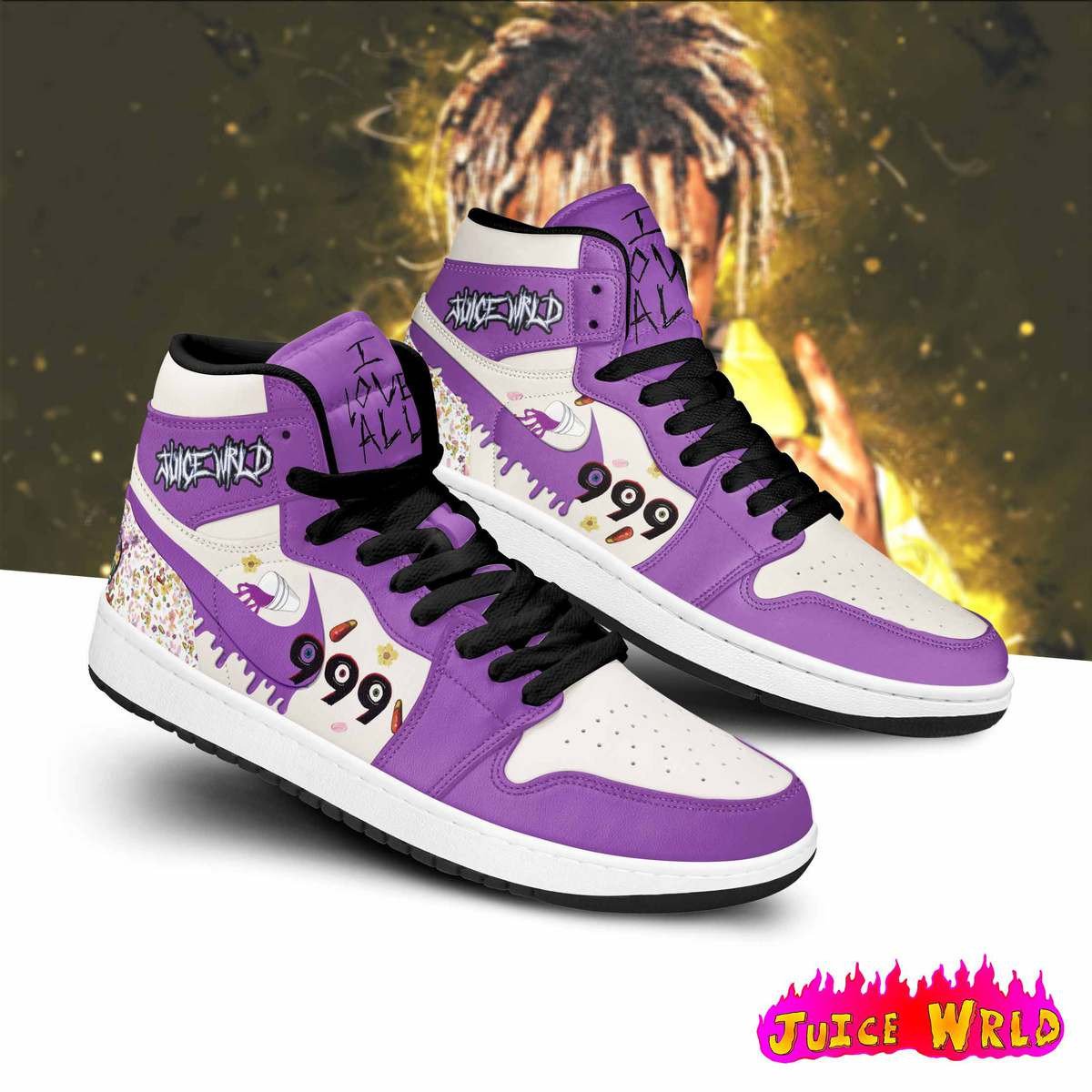 Ideafootwear Juice WRLD AJ1 High Sneakers Shoes For Men And Women 3