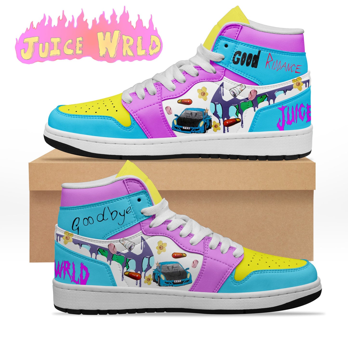 Ideafootwear Juice WRLD AJ1 High Sneakers Shoes For Men And Women 4