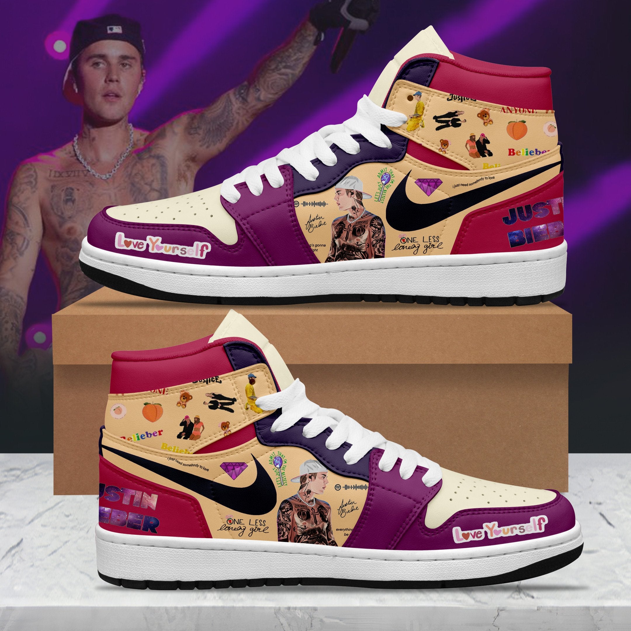 Ideafootwear Justin Bieber AJ1 High Sneakers Shoes For Men And Women 2