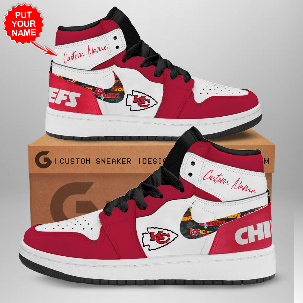 Ideafootwear Kansas City Chiefs AJ1 High Sneakers Shoes For Men And Women 6