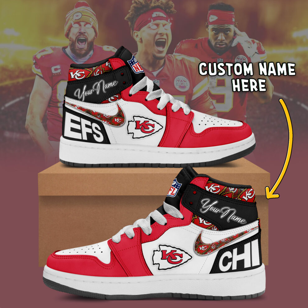 Ideafootwear Kansas City Chiefs AJ1 High Sneakers Shoes For Men And Women 8