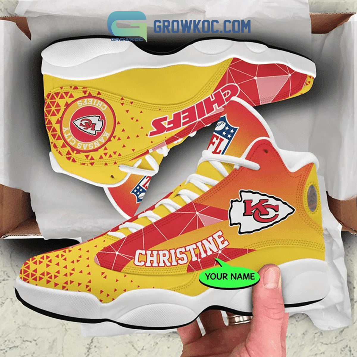 Ideafootwear Kansas City Chiefs AJ13 Sneakers Shoes For Men And Women 3