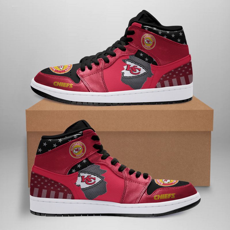 Ideafootwear Kansas City Chiefs NFL AJ1 High Sneakers Shoes For Men And Women 3